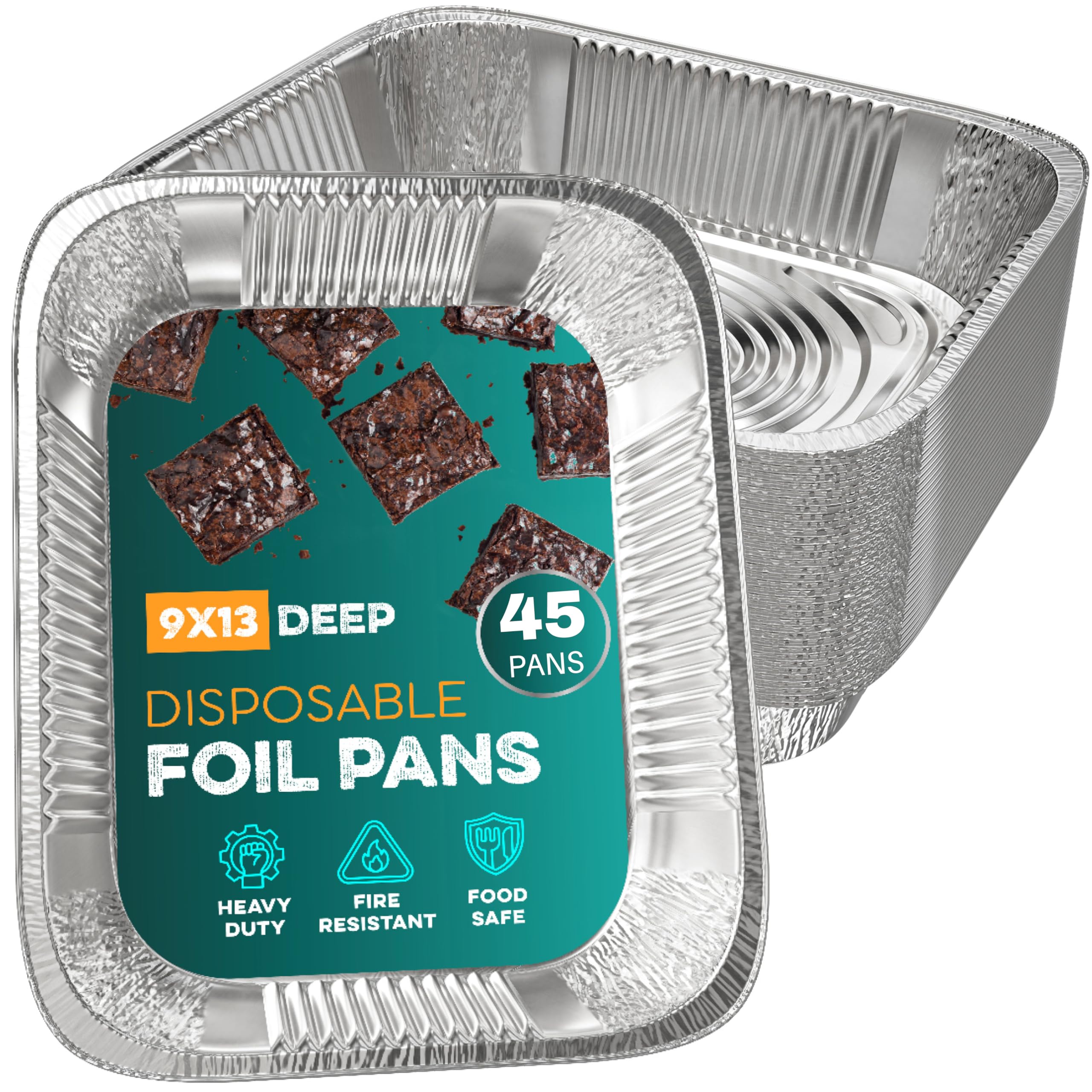 Aluminium-Pfannen 22,9 x 33 cm [45 Stück] Aluminiumfolien-Pfannen – Einweg-Pfannen zum Backen, Grillen, Braten, Kuchen-Serviergerichte, Catering-Zubehör, Dampftisch-Chafing Pans, halbe Größe