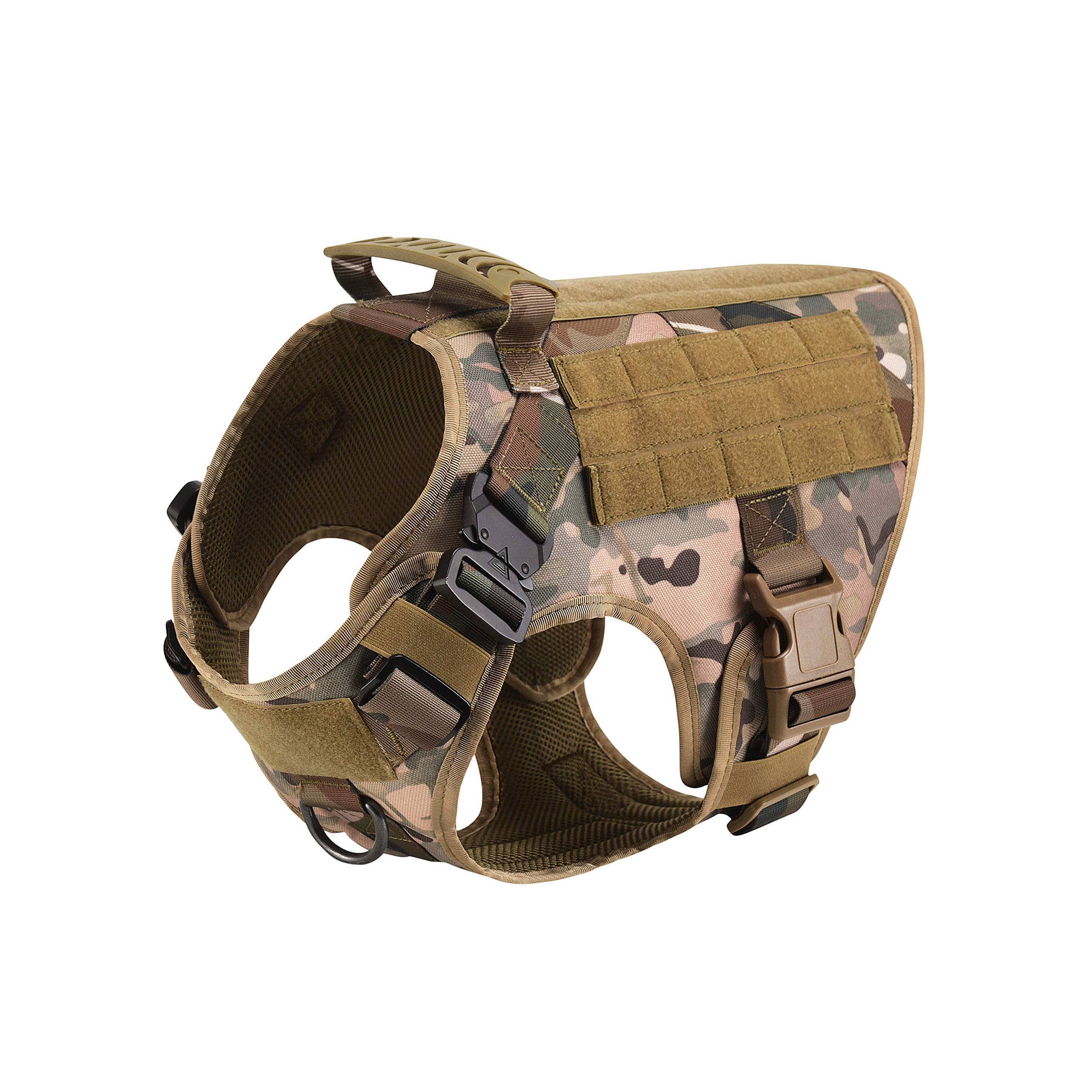 Motusamare Service Dog Vest Training Hunting Molle Nylon Water-Resistant Military Patrol Adjustable Comfortable K9 Tactical Dog Harness with Handle (Camouflage) (M, Style 2 CP) — image 1