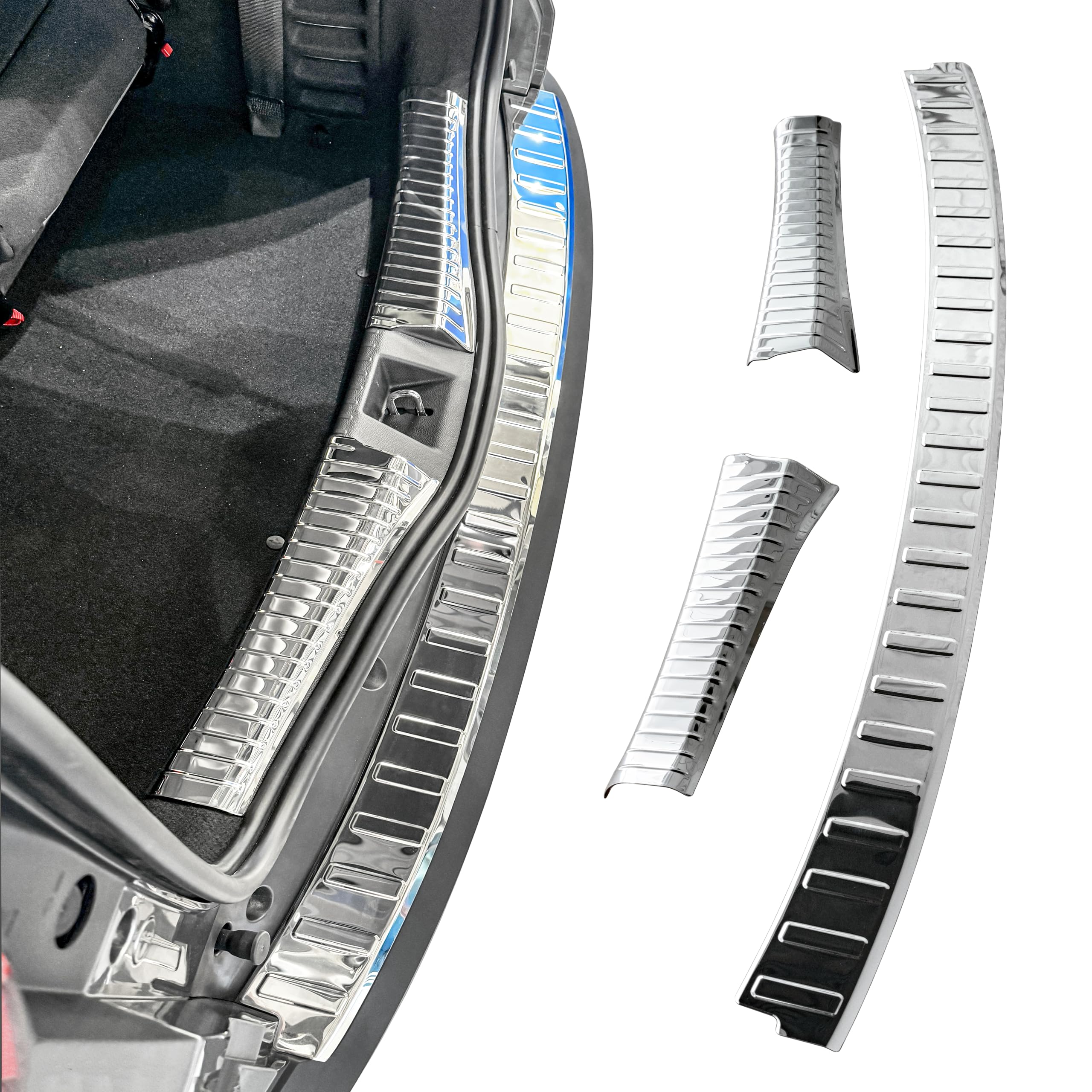 RECAMBO Juego de protectores de parachoques de acero inoxidable compatible con Dacia Jogger | año de fabricación a partir de 2021 - pulido brillante, aspecto cromado - estilo y protección para el
