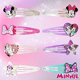 Disney Minnie Kids Hair Clips for Girls Snap Clips 8 Pack Multi Color Ages 3+