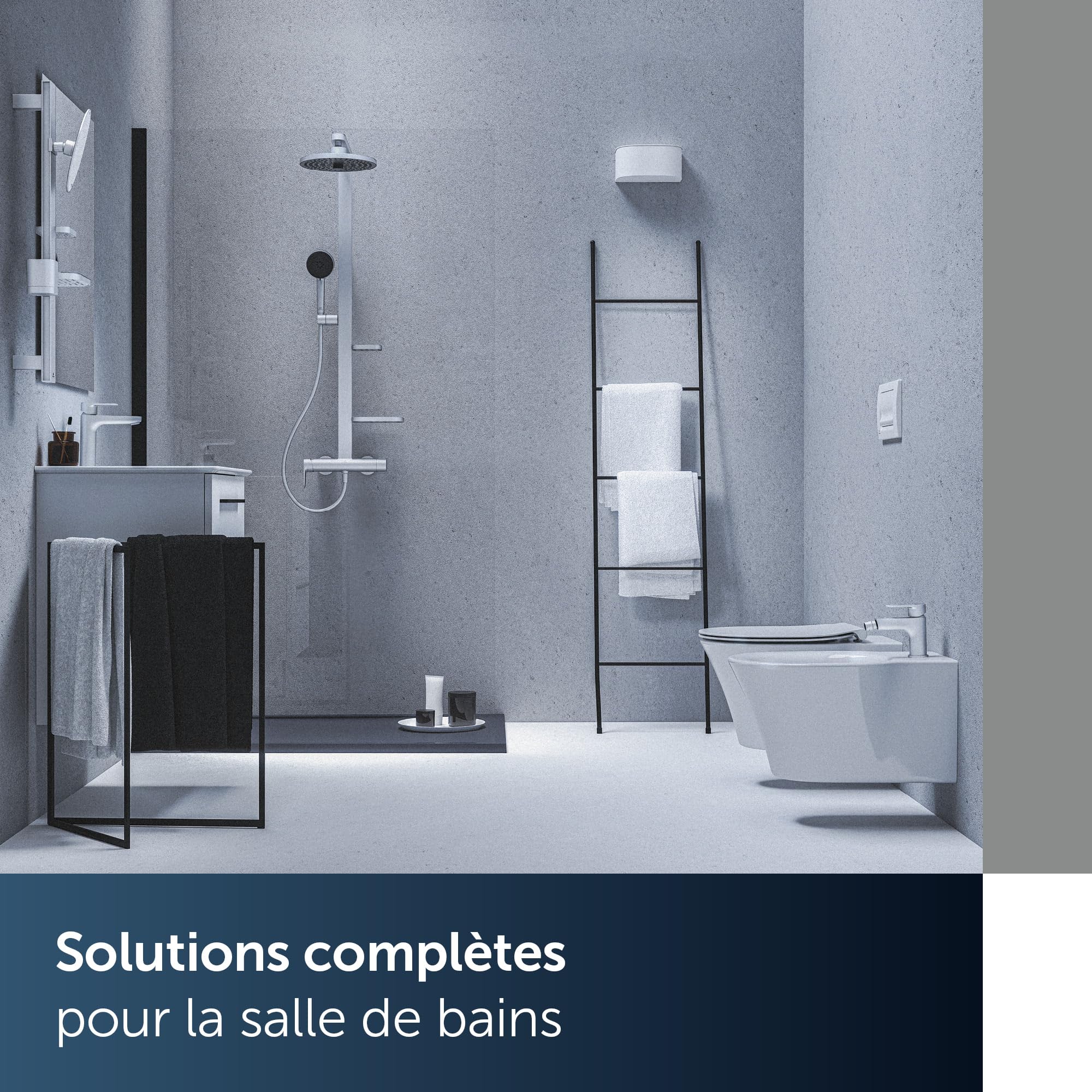 Ideal Standard Ceratherm Alu+ Colonne de douche, Fabriqué à partir de 100% d'aluminium recyclé, douchette à économie d'eau avec différents types de jets – Argent (356x501x1113 mm)