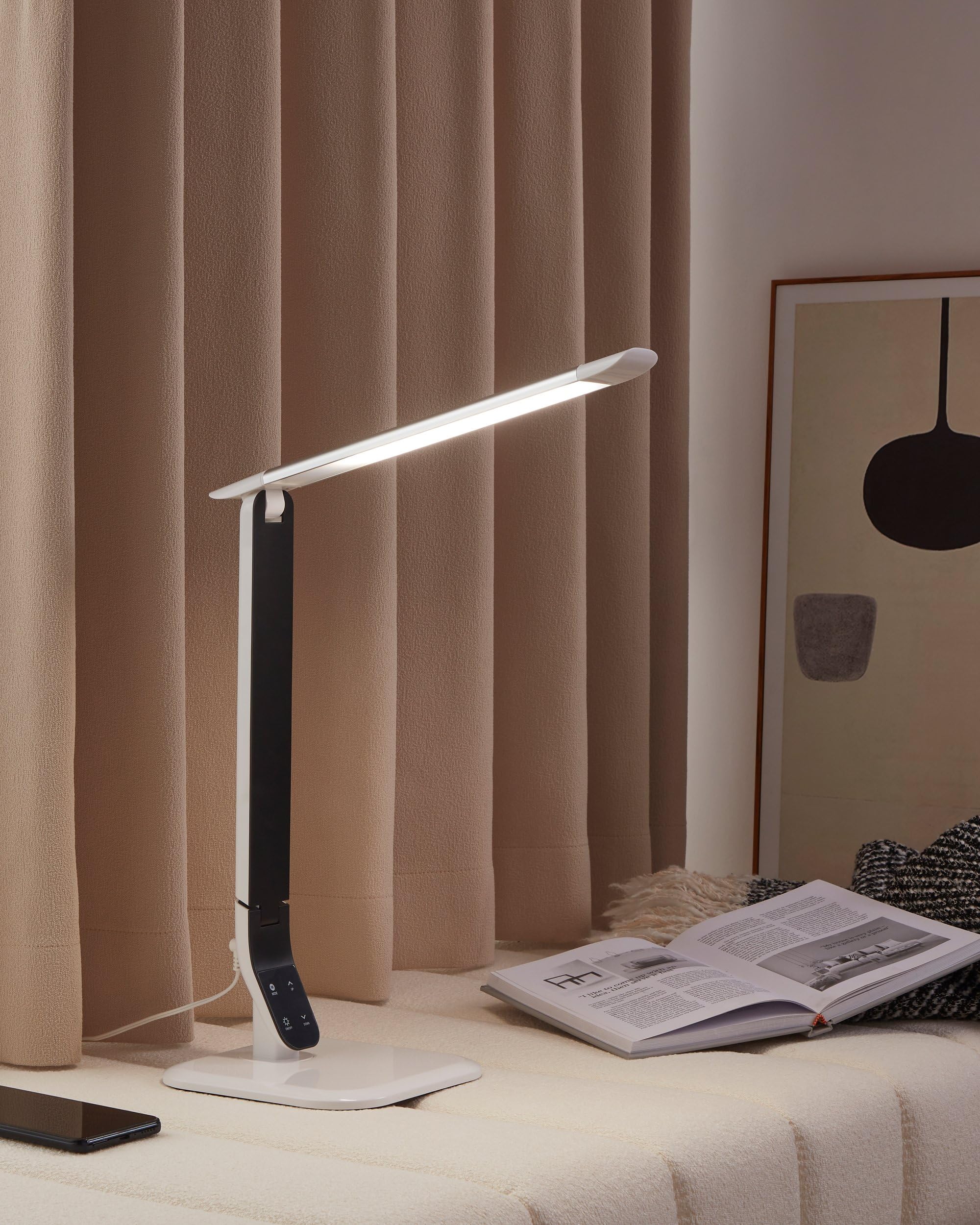EGLO LED Tischlampe Sellano, 1 flammige Tischleuchte mit Touch | Farbtemperaturwechsel (warm, neutral, kalt), dimmbar, Schreibtischlampe aus hochwertigem Kunststoff, Stahl, Bürolampe in Weiß