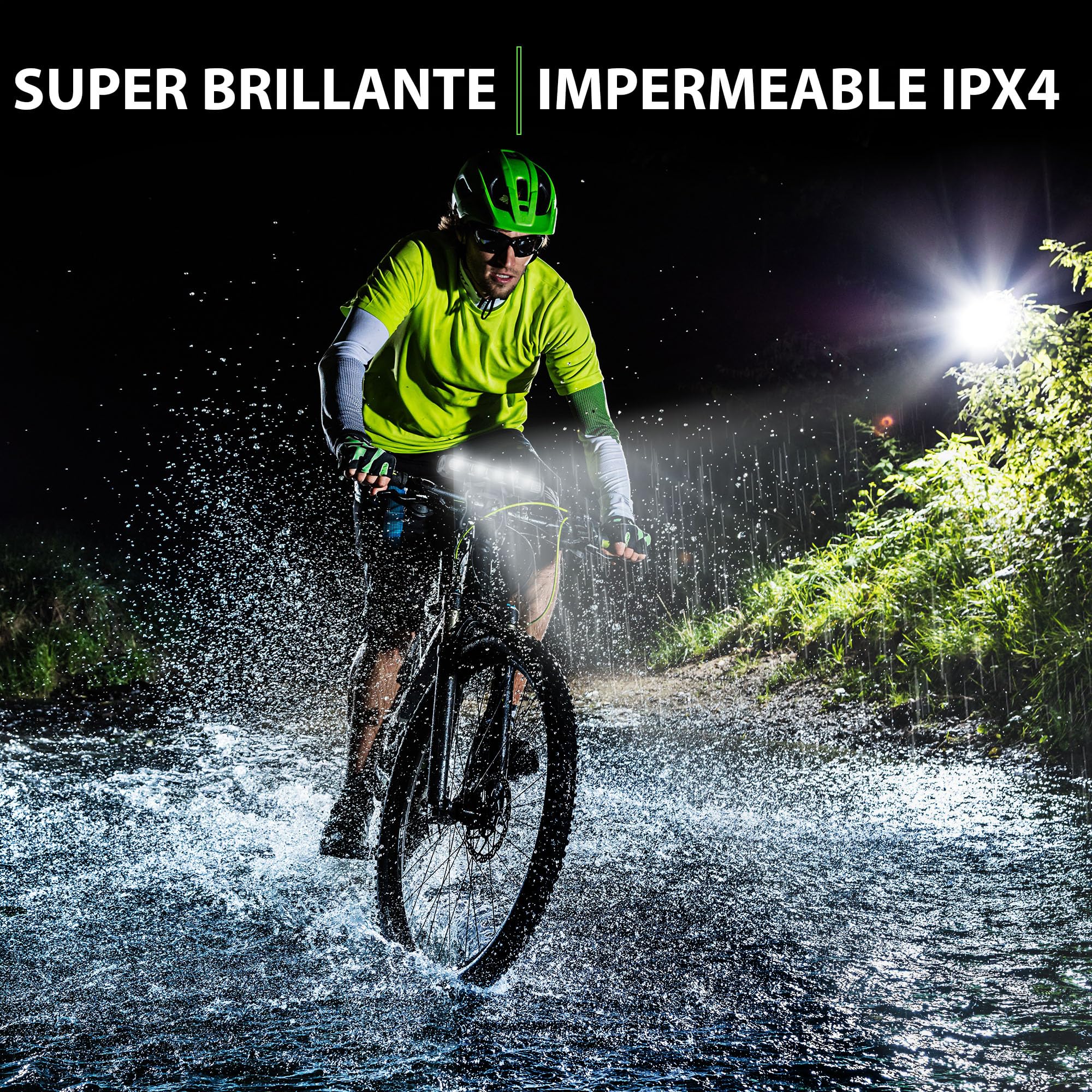 UPPEL Luz Bicicleta Delantera 2600 Lumens 8000mah Recargable USB C Aluminum Luces Bicicleta Delantera Potente 4 Iluminación Modos para Bicicleta de Carretera y Montaña Ciclismo Nocturno-Negro
