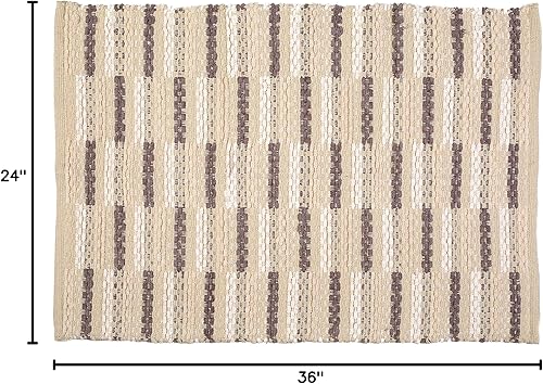 Miniatura 3 de Alfombra tejida de algodón con punto de cadena, de 24 x 36 pulgadas, color carbón, para exteriores y áreas, estilo rústico y bohemio, absorbente