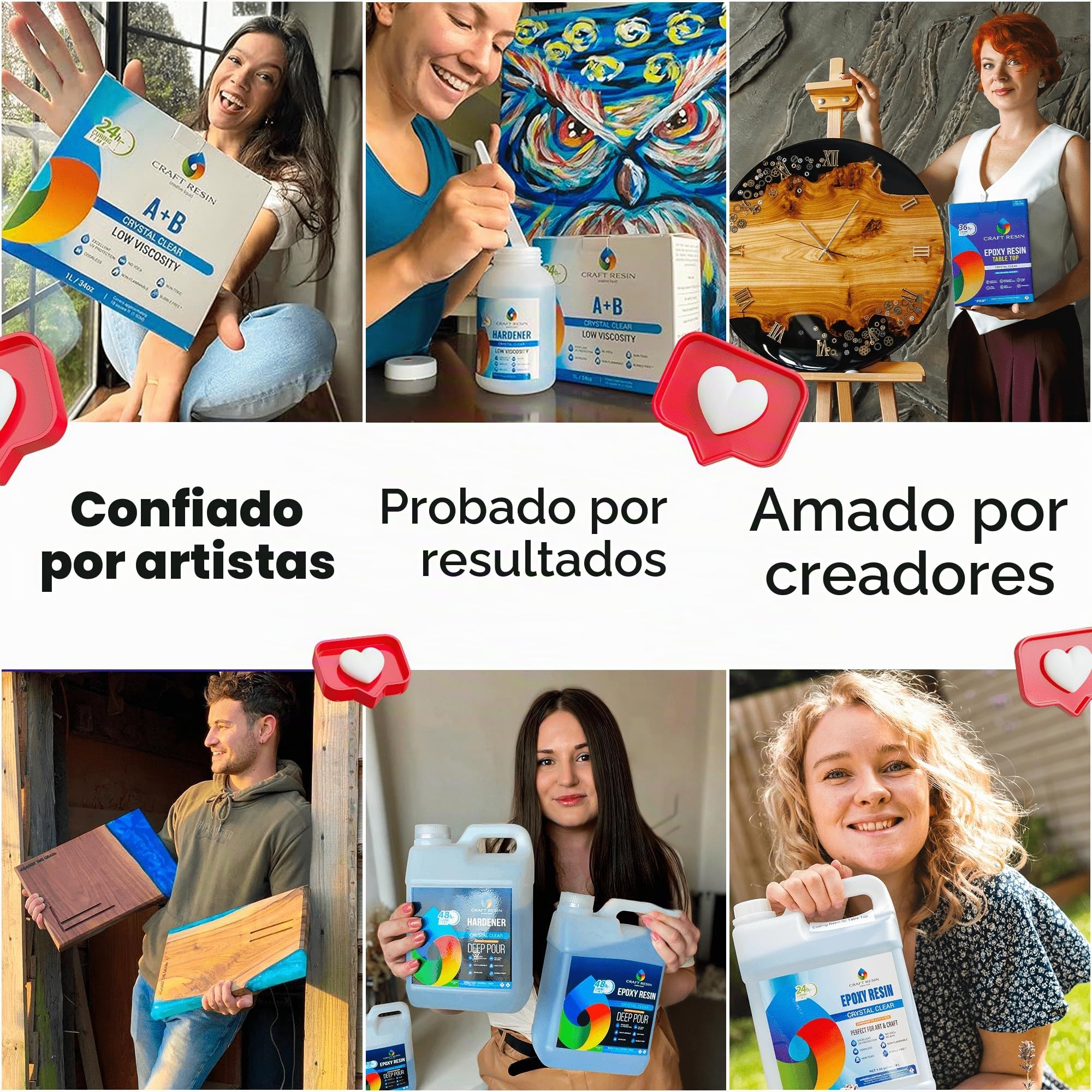 CRAFT RESIN 2L Resina Epoxi para Manualidades – Kit de Resina Epoxi Transparente para Madera, Arte, Joyería y Posavasos – Completo Epoxy Resin de Baja Viscosidad para Principiantes y Profesionales.
