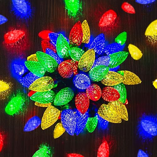 Miniatura 10 de TW SHINE Tira de luces de Navidad C9, 100 LED de 66 pies, 8 modos, impermeables, conectables con temporizador, luces de Navidad para interiores y