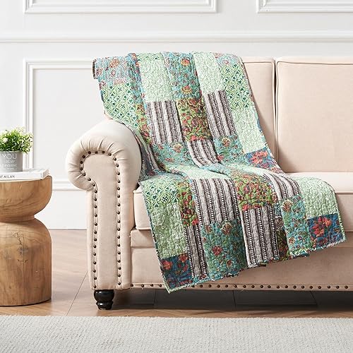 Miniatura 6 de Greenland Home Jasmin - Juego de edredón y fundas de almohada de gran tamaño, estilo bohemio, KingCal King (3 piezas), color jade