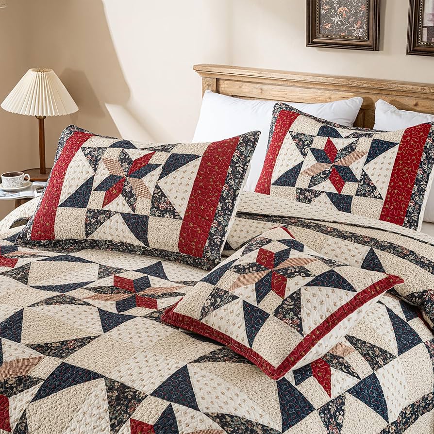 Amazon.com: NIUDÉCOR HOME Star Patchwork Quilt Set King Size