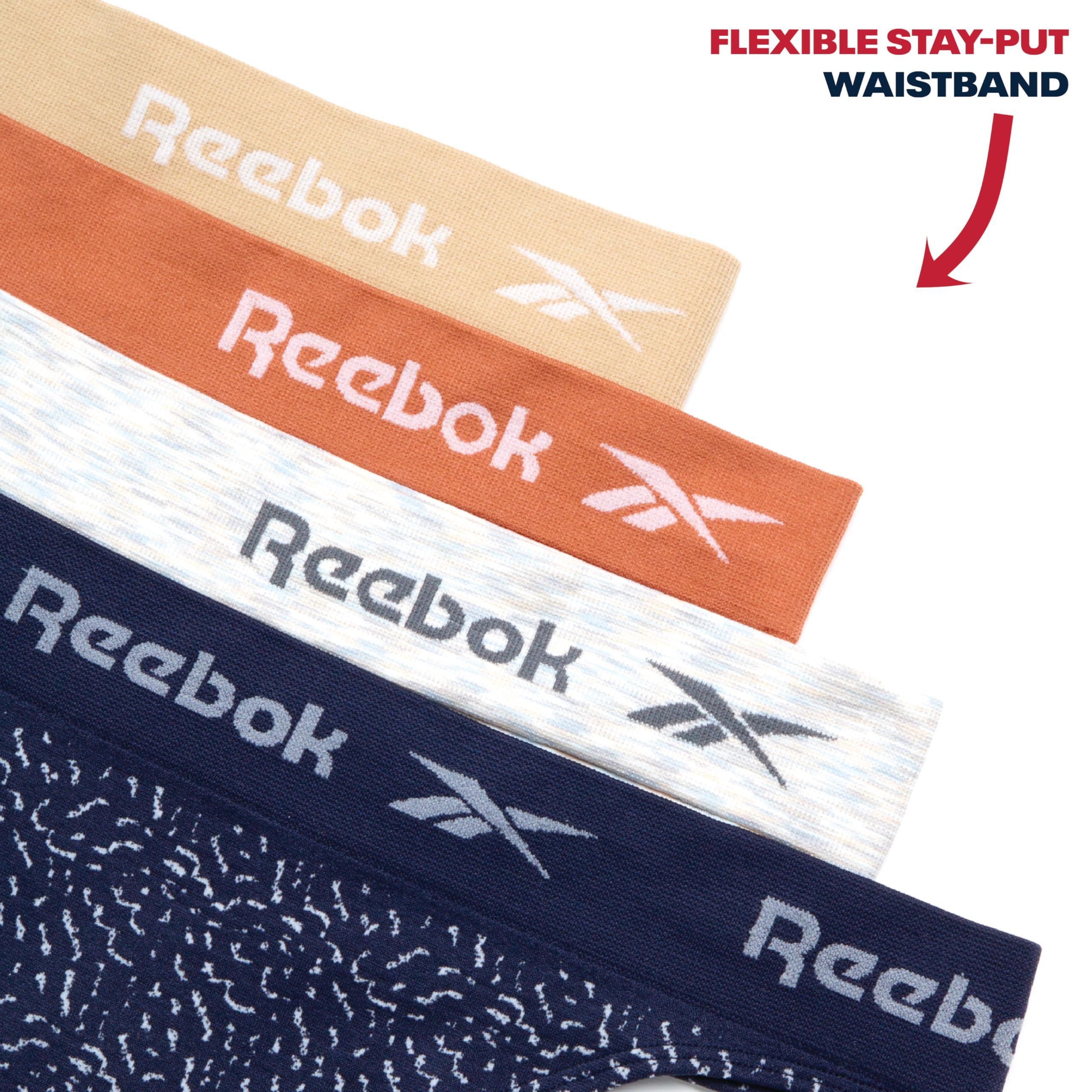 Reebok Biancheria intima da donna, perizoma senza cuciture, confezione da 4
