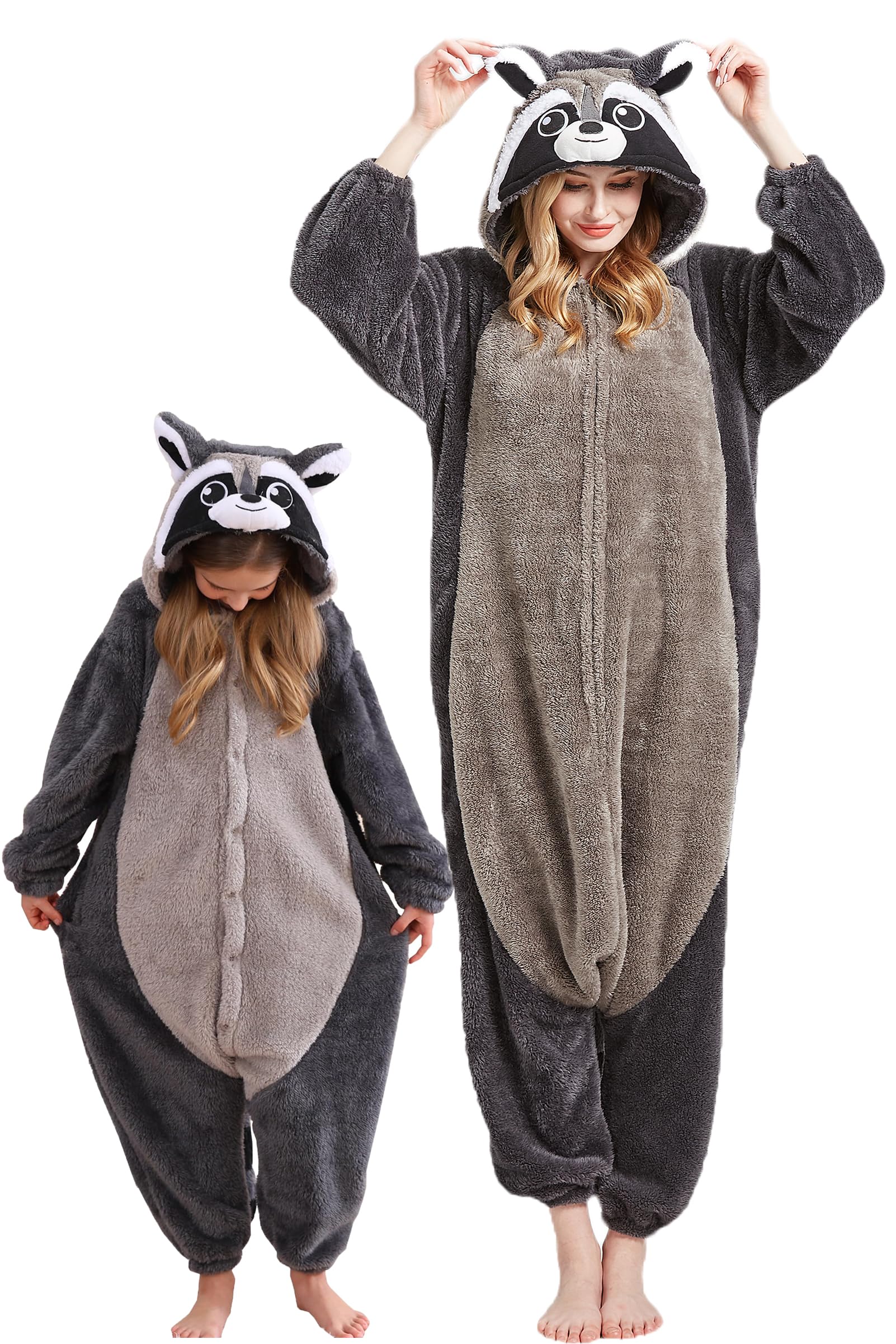 Unisex Adult Onesie - XL - Gray raccoon