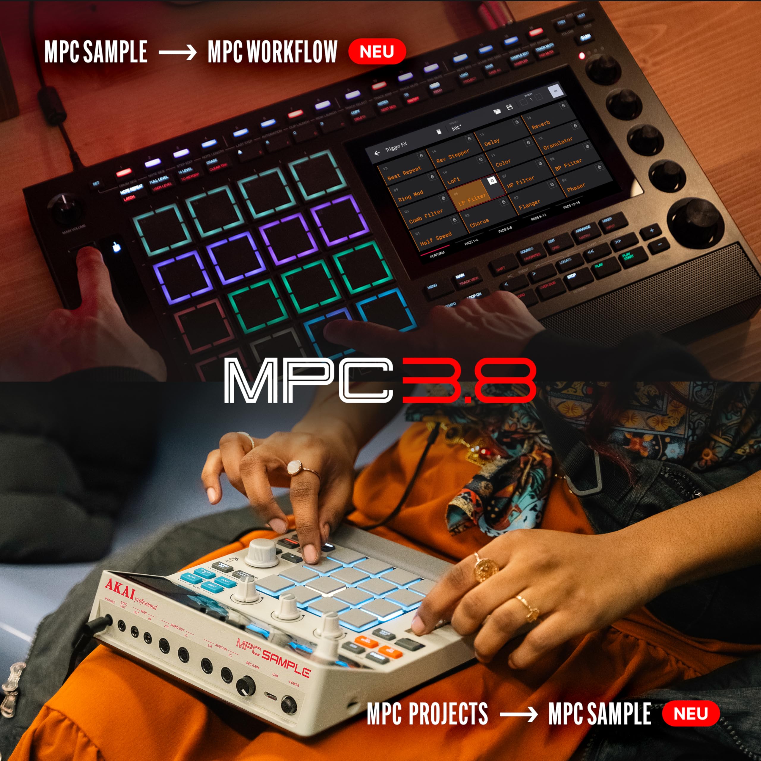 Akai Professional MPC Live III tragbares Musikproduktions-Center | Standalone, MPCe Pads, Touchscreen, Stereo Lautsprecher, Mikrofon, Akku, Bluetooth, WLAN