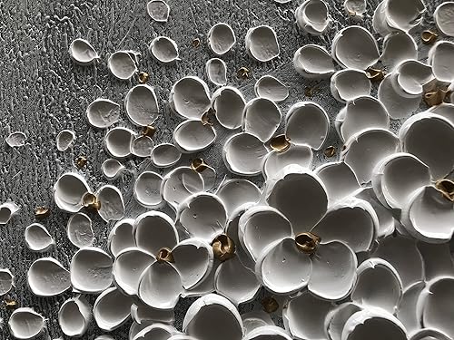 Miniatura 3 de Alenoss Pinturas al óleo florales sobre lienzo de 2840 pulgadas, lienzo moderno 3D, arte de pared, flores blancas, jarrones negros, decoraciones