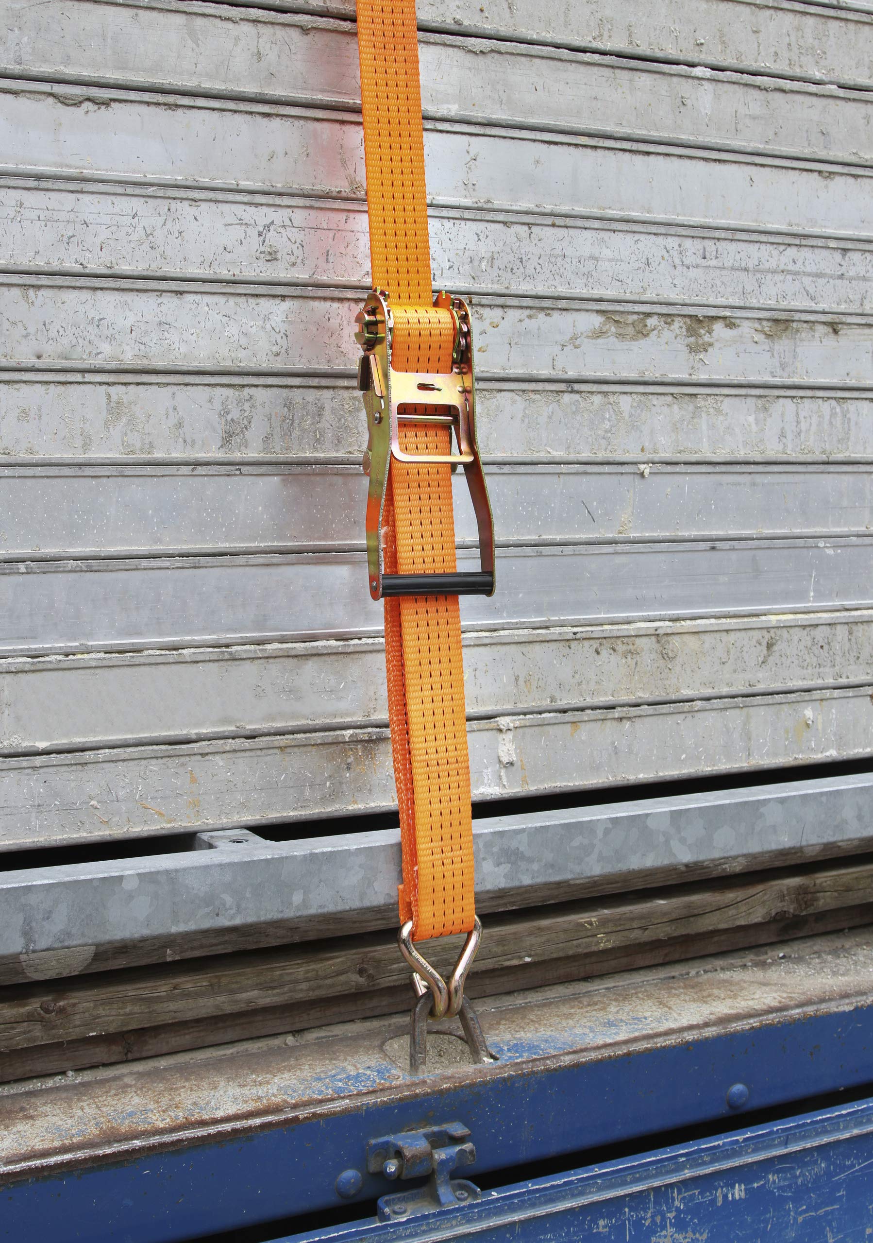 Kerbl Ratschenzurrgurt mit Spitzhaken (Zugkraft direkt 2000 kg, Länge 15m, Breite 50 mm) 37160, orange (Packung mit 4)