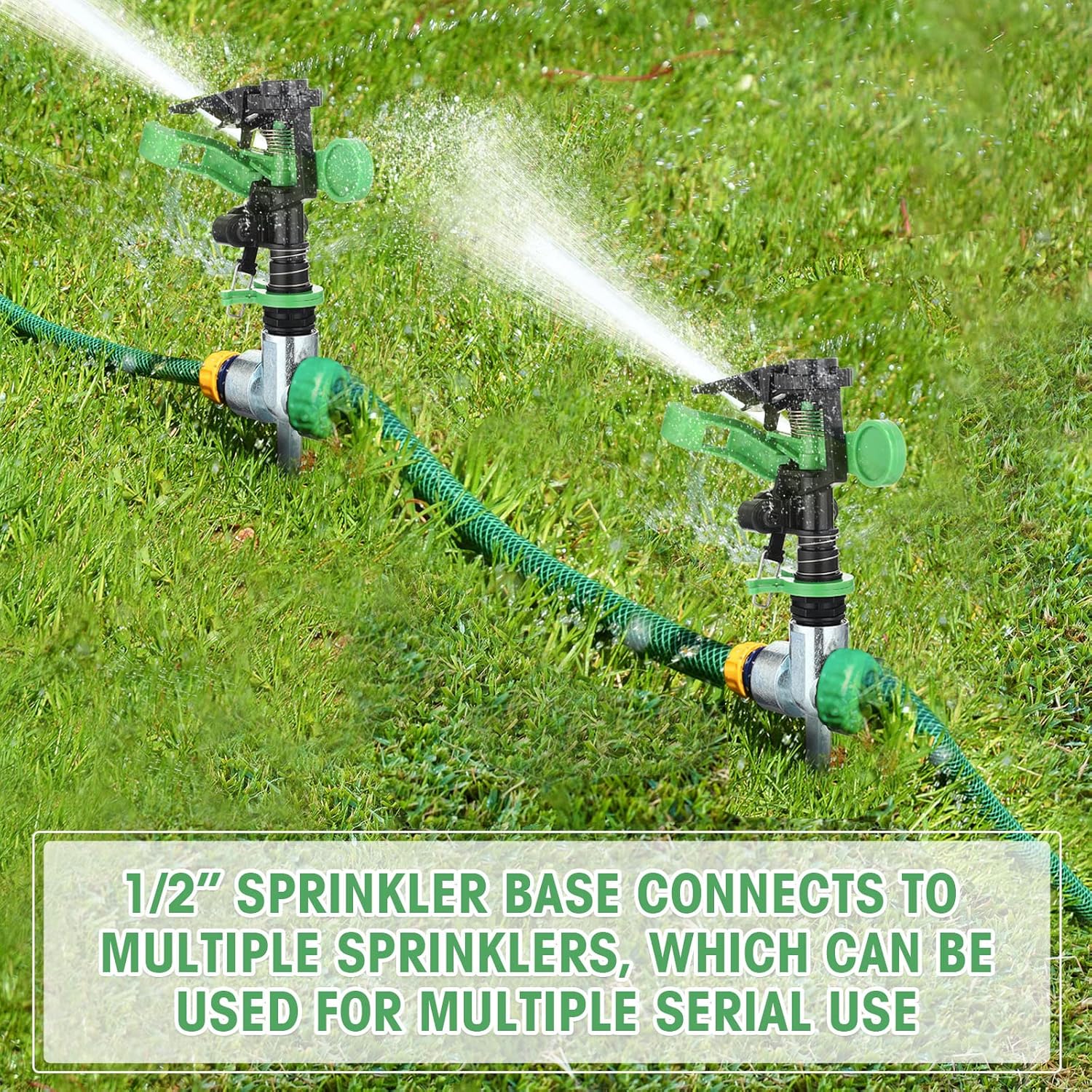 Sprinklers for Yard Garden Sprinkler 360 Degree Automatic Rotating Lawn Sprinkler with Water Stop Ring Adjustable Rotating Pulsating Sprinklers for Yard Ground Grass Irrigation System (8 Pack)