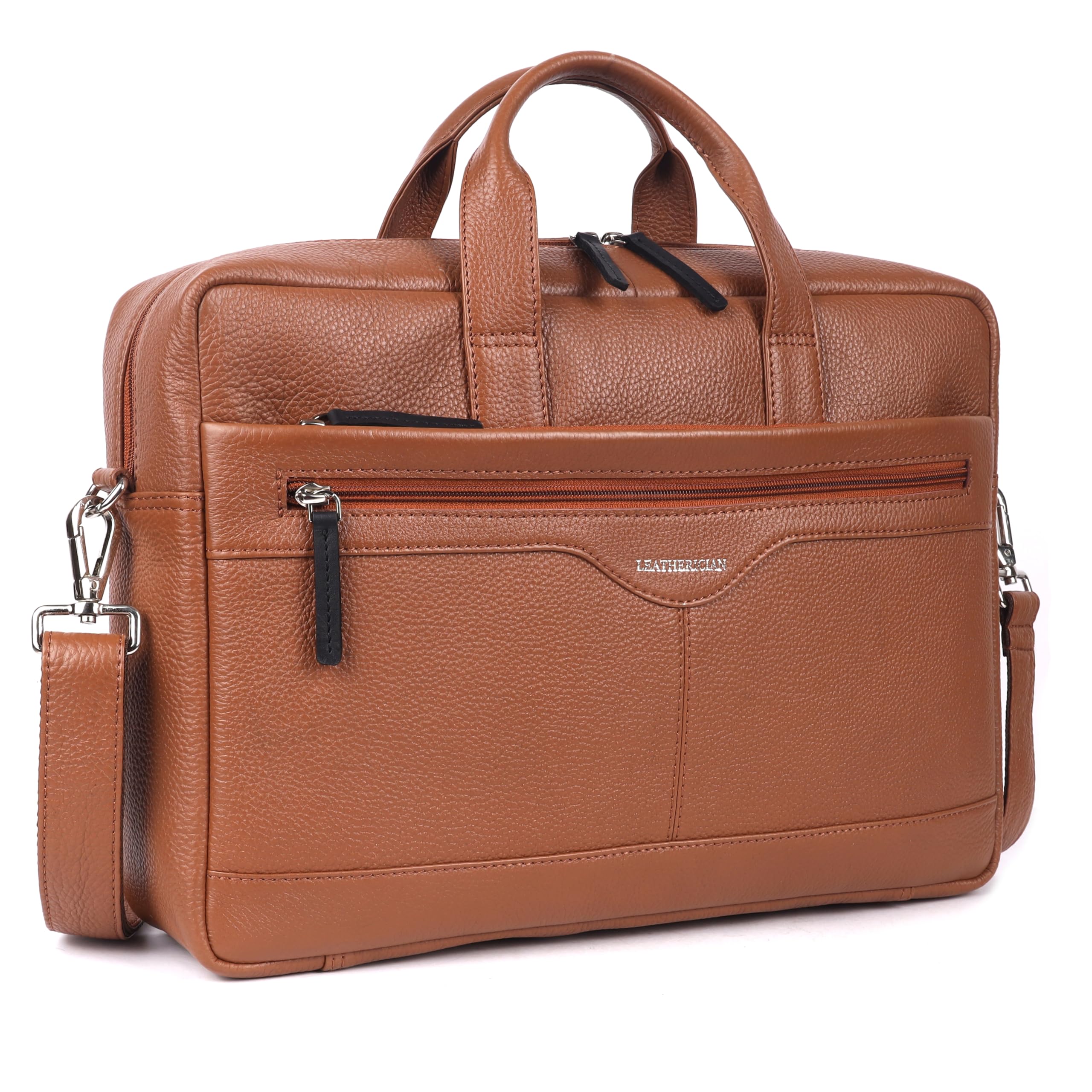 LEATHERICIAN Genuine Leather Laptop Bag for Men - Office Bag, Fits Up to 14/15.6/16 Inch Laptop/MacBook - Laptop Messenger Bags/Leather Bag for Men with Adjustable Shoulder Strap (Cognac Brown) (B0D39LBQFF) Amazon Price History, Amazon Price Tracker