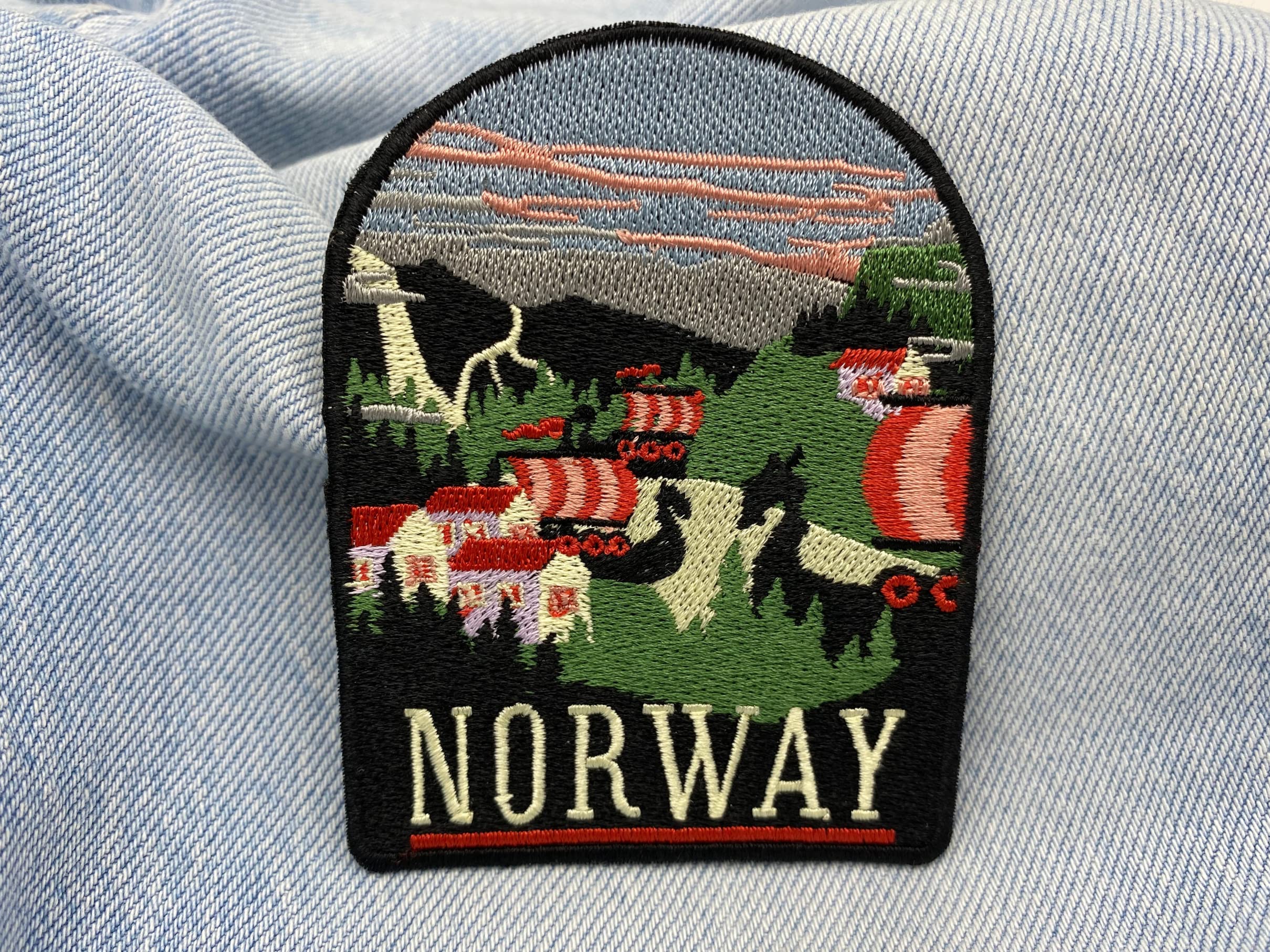 Toppa Ricamata Bandiera Norvegese Con Scritta Norway - 7x4,8 Cm, Da Cucire O Stirare Su Abiti E Borse