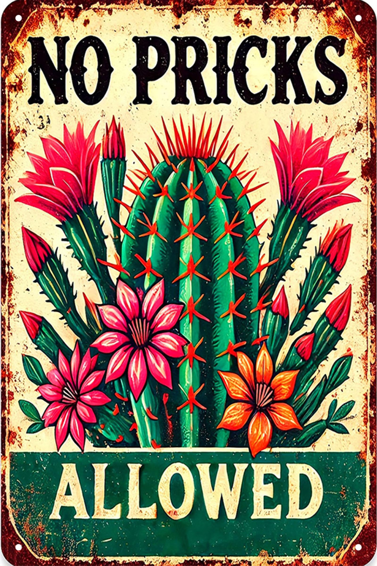 Nianxi No Pricks Retro Warning Tin Sign,Vintage Beware Metal Sign Wall Decor For Outdoors Bar Yard, Farm, Fence, Home, 8X12 Inches (No Pricks)
