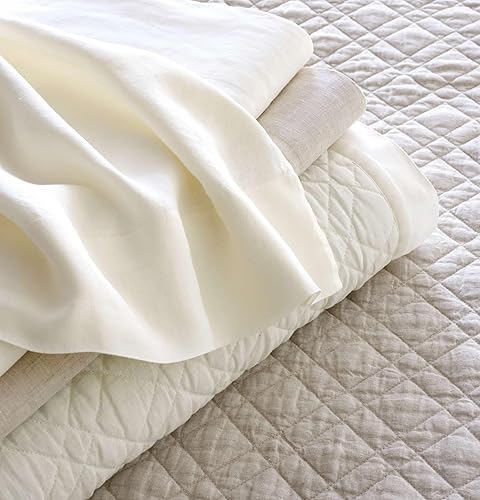 Miniatura 6 de Pine Cone Hill Edredón natural de lino lavado, tamaño individual, patrón sólido neutro