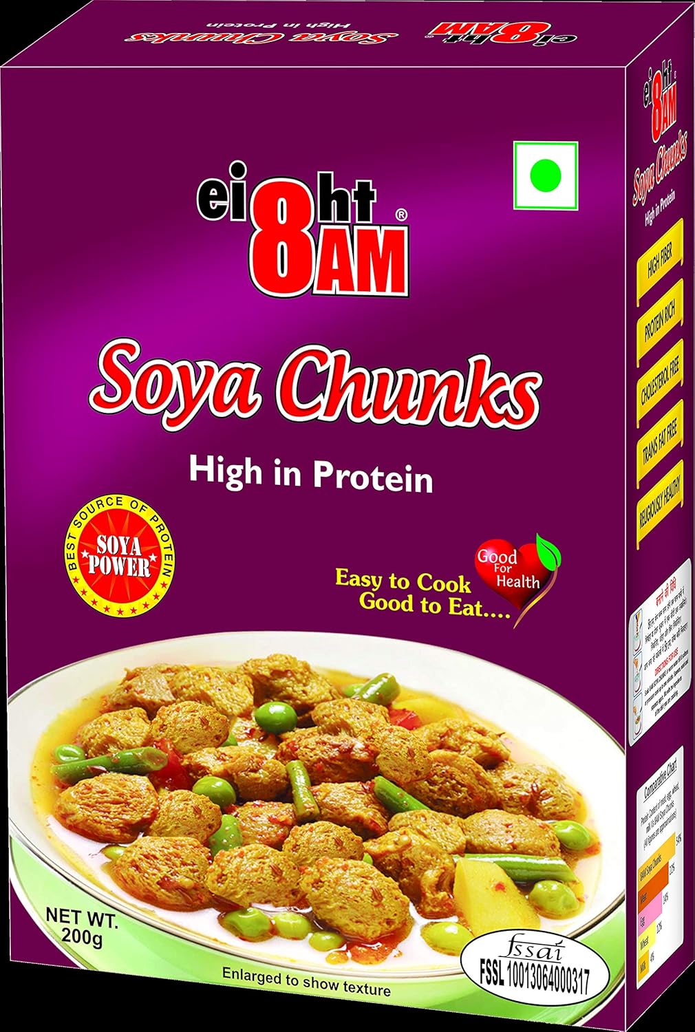 8AM SOYA Chunks High in Protein, Rich in Vitamins, Minerals and