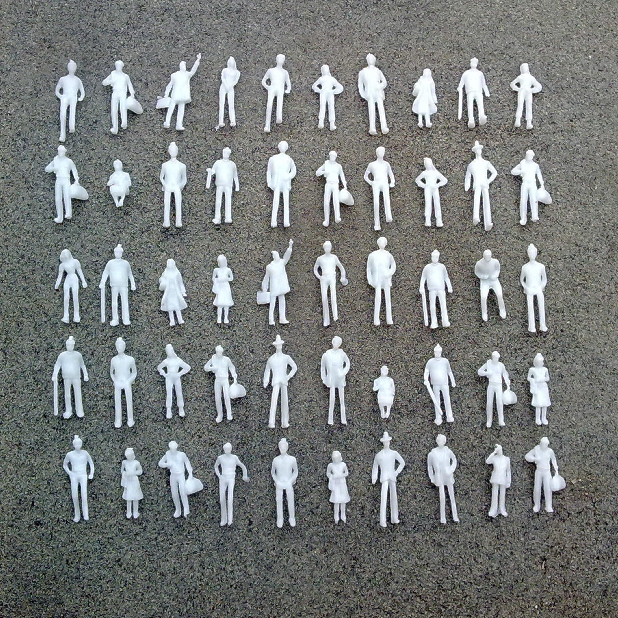 YINSHIU100 Pieces Of White 1:75 Scale 10-25mm Children And Adults Character Models Sealed Bag Packaging Figures Miniature Figures Little People Model Train