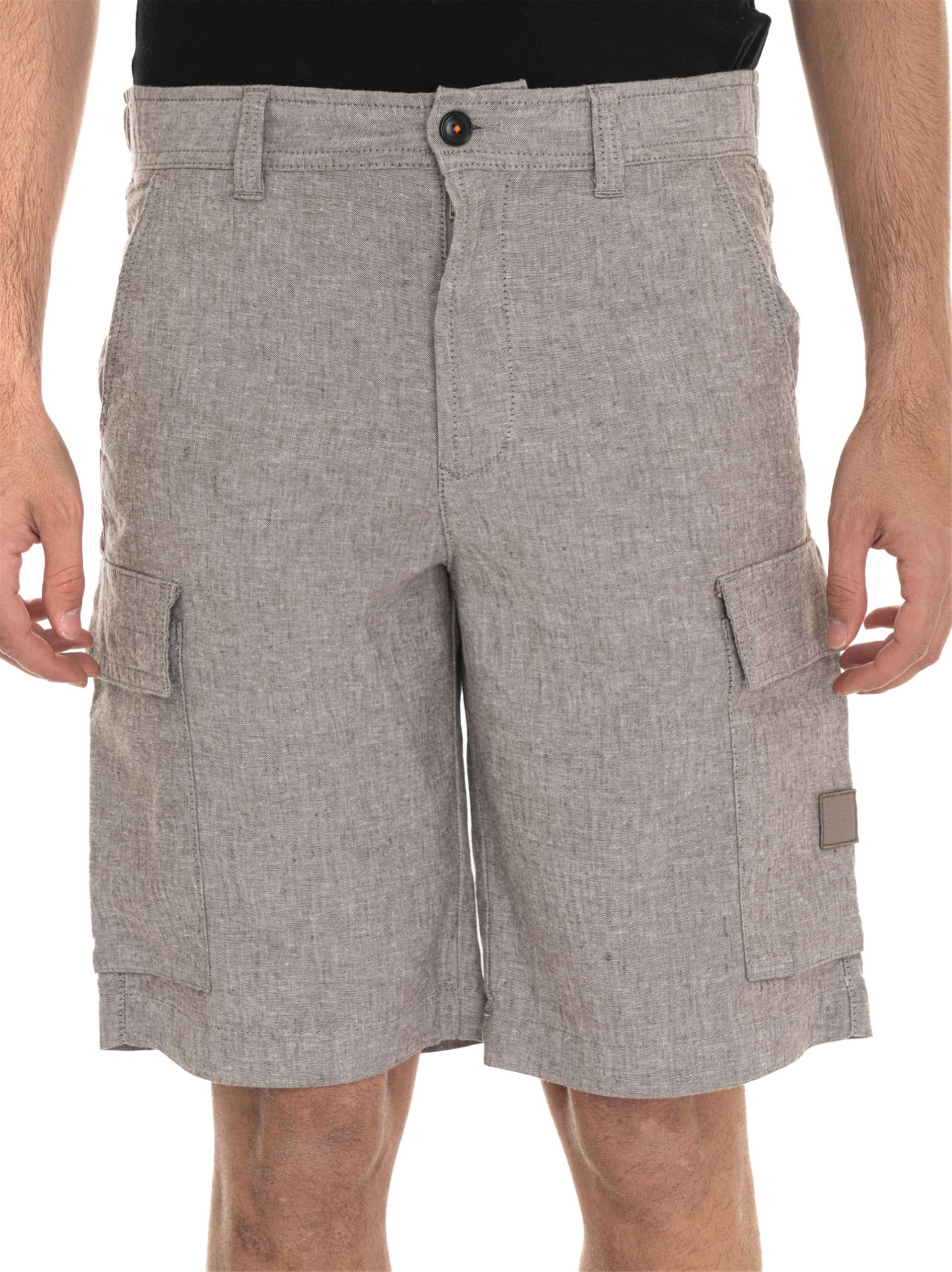 BOSS Herren Sisla-9-Cargo-Shorts Regular-Fit Cargo-Shorts aus Leinen-Mix