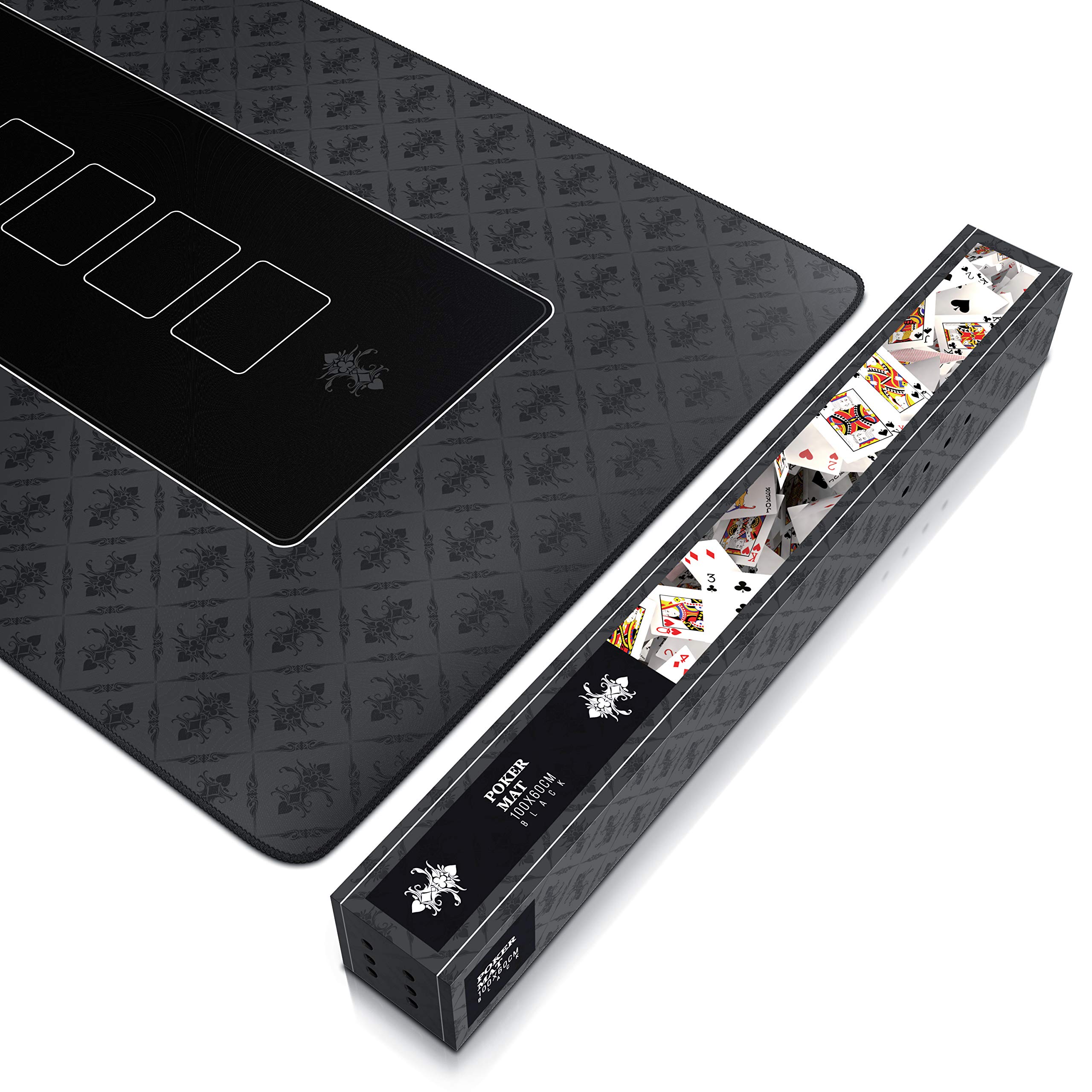 CSL - XXL Deluxe Pokerrmatte 1000x600mm - XXL Poker Unterlage Pokertisch mit Motiv - Tischunterlage Large Size - Pokertischauflage Black