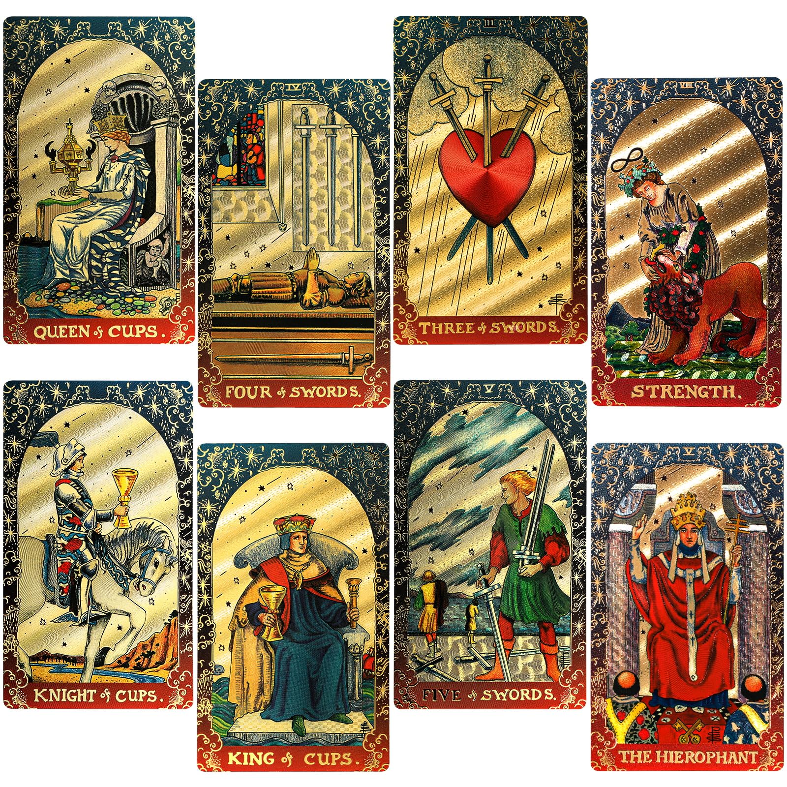 KIINO 78 Gold Foil Tarot Deck with Gift Box,Original Design Rider Waite Tarot Cards with Guide Book,for Beginners Durable Waterproof Wrinkle Resistant