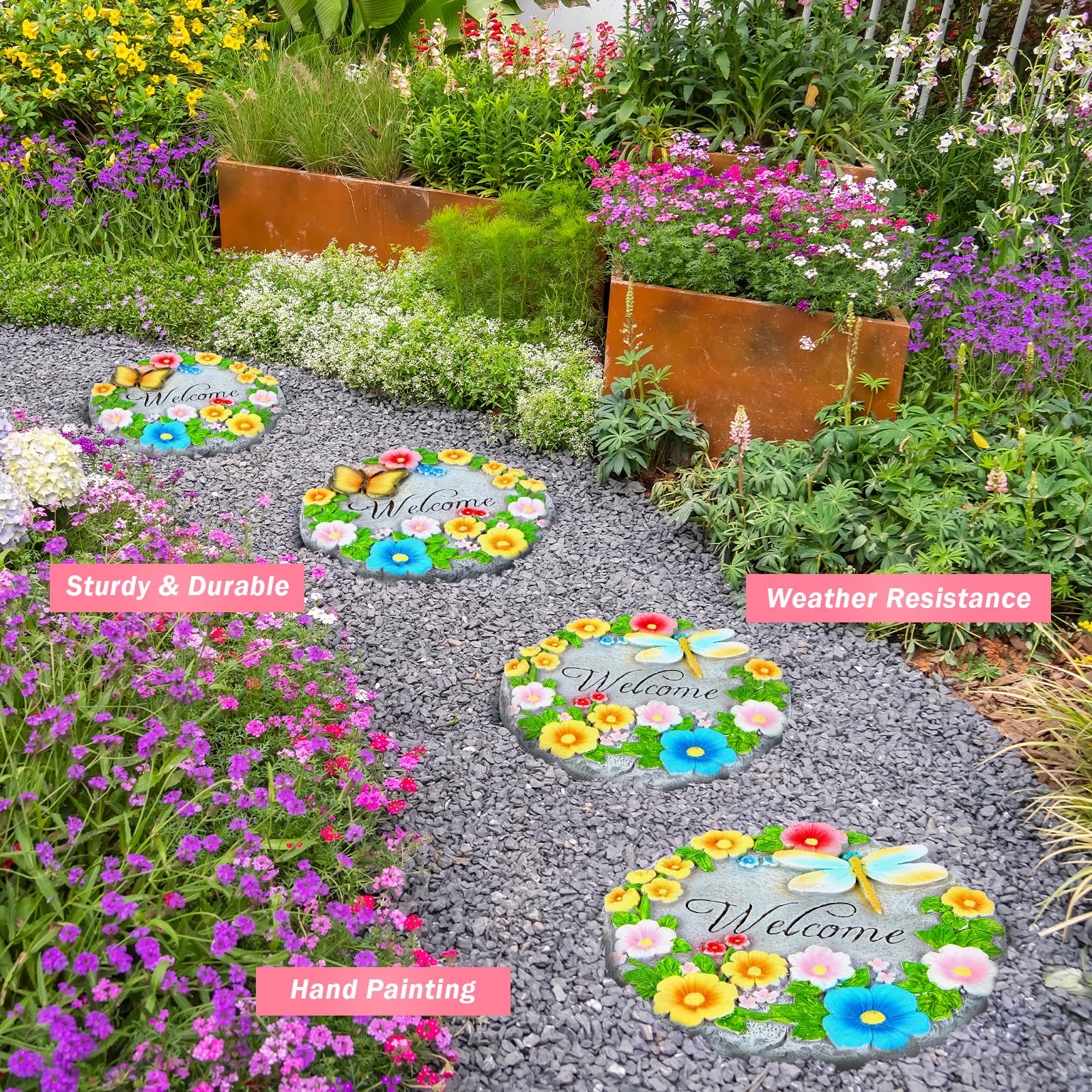 Paver Ideas That Are Defining 2026 2 smusei 2 Pack Garden Stepping Stones Outdoor 10 Inch Round Cement Stepping Stone — product photo
