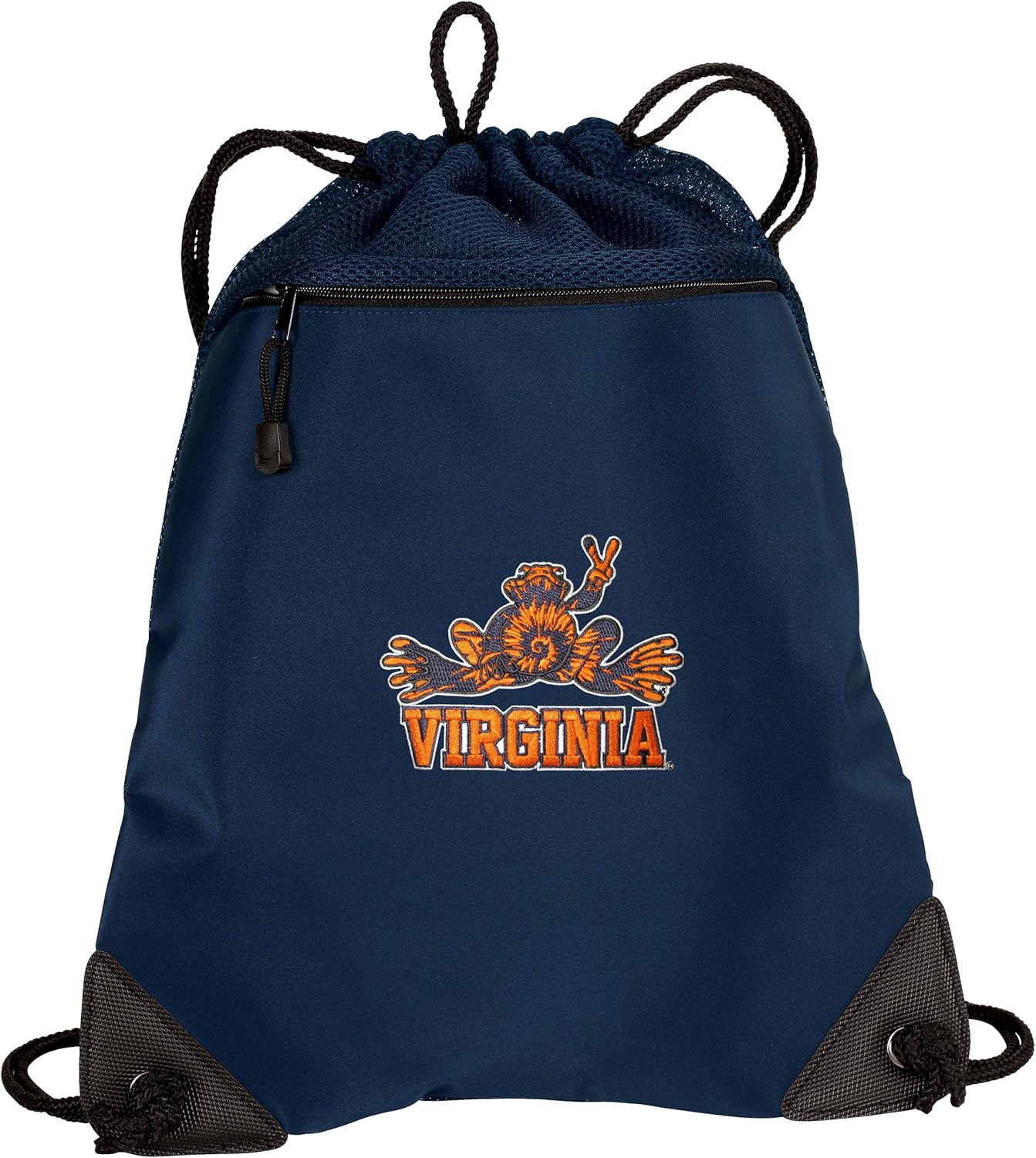Broad Bay University of Virginia Peace Frogs Drawstring Backpack UVA Peace Frog Cinch Bag - UNIQUE MESH & MICROFIBER