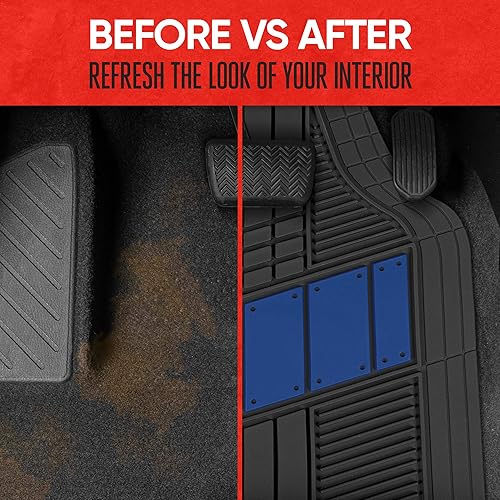 Miniatura 4 de Motor Trend DualFlex - Alfombrillas de goma para autos, SUV y camiones, todo clima, impermeables, diseño bicolor deportivo de 4 piezas, juego