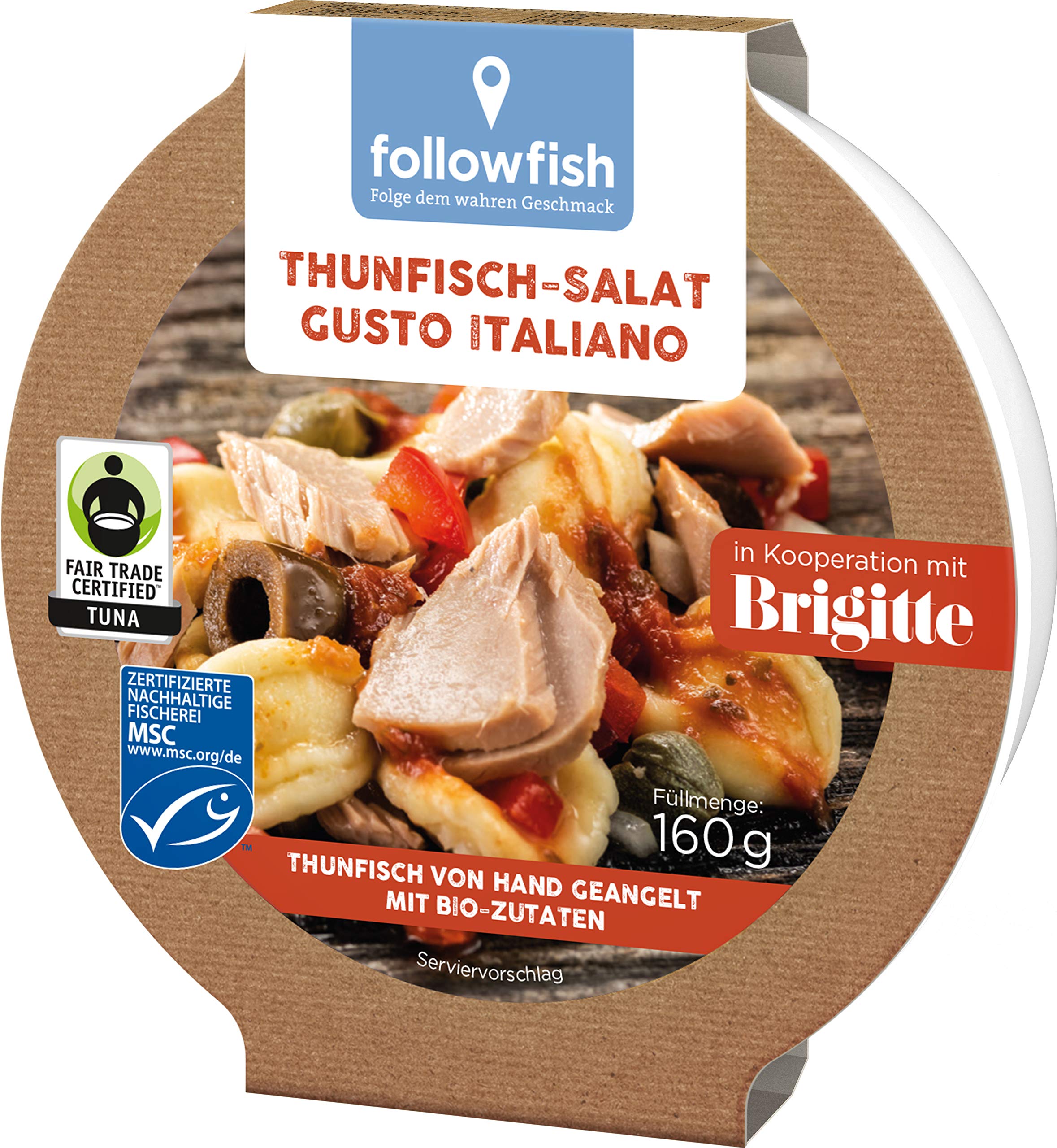 followfish MSC Fair Trade Thunfisch-Salat Gusto Italiano, 8er Pack (8 x 160g)