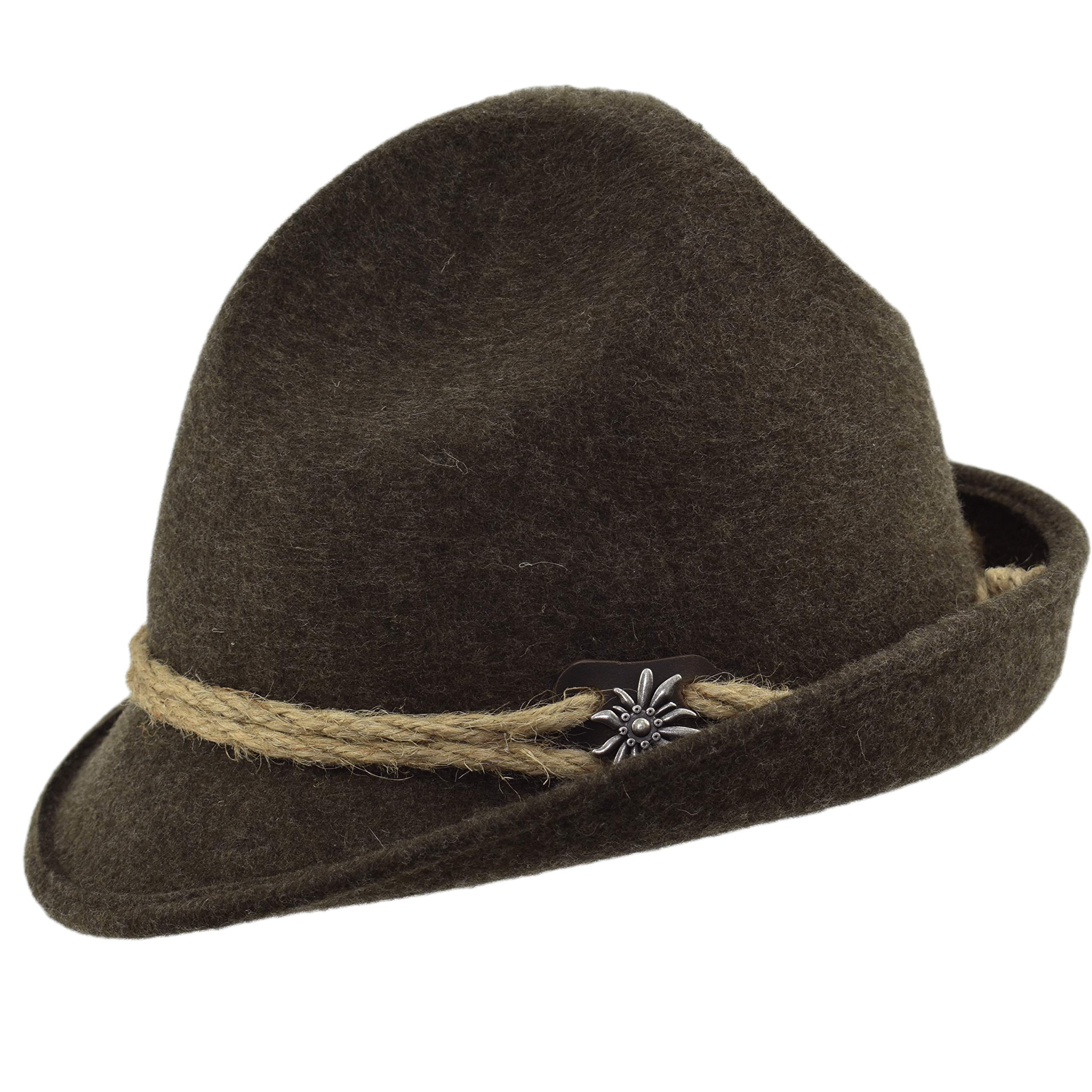 Melegari Cappello Tirolese Dreispitzhut Stella Alpina | Cappello da Montagna | Cappello Alpino | Uomo Donna | Estate/Inverno (Marrone, 57)