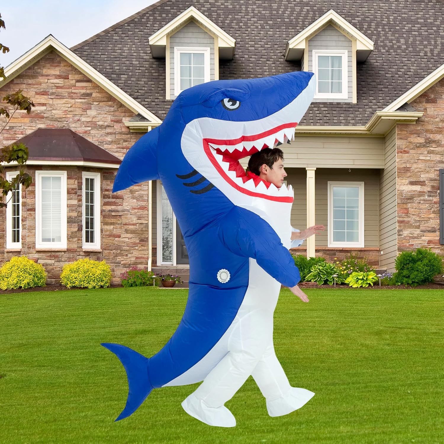 One Casa Inflatable Costume Adult,Blow Up Party Costumes,Inflatable Shark Costume,Halloween Costumes for Men Women - Image 2