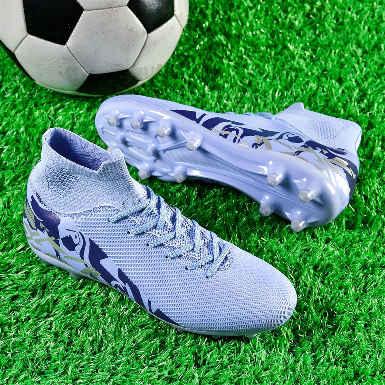 Soccer Cleats for Mens Womens Turf Indoor Soccer Shoes Unisex High Ankle AG TF Football Boots Youth Baseball Rugby Training Shoes - Image 3