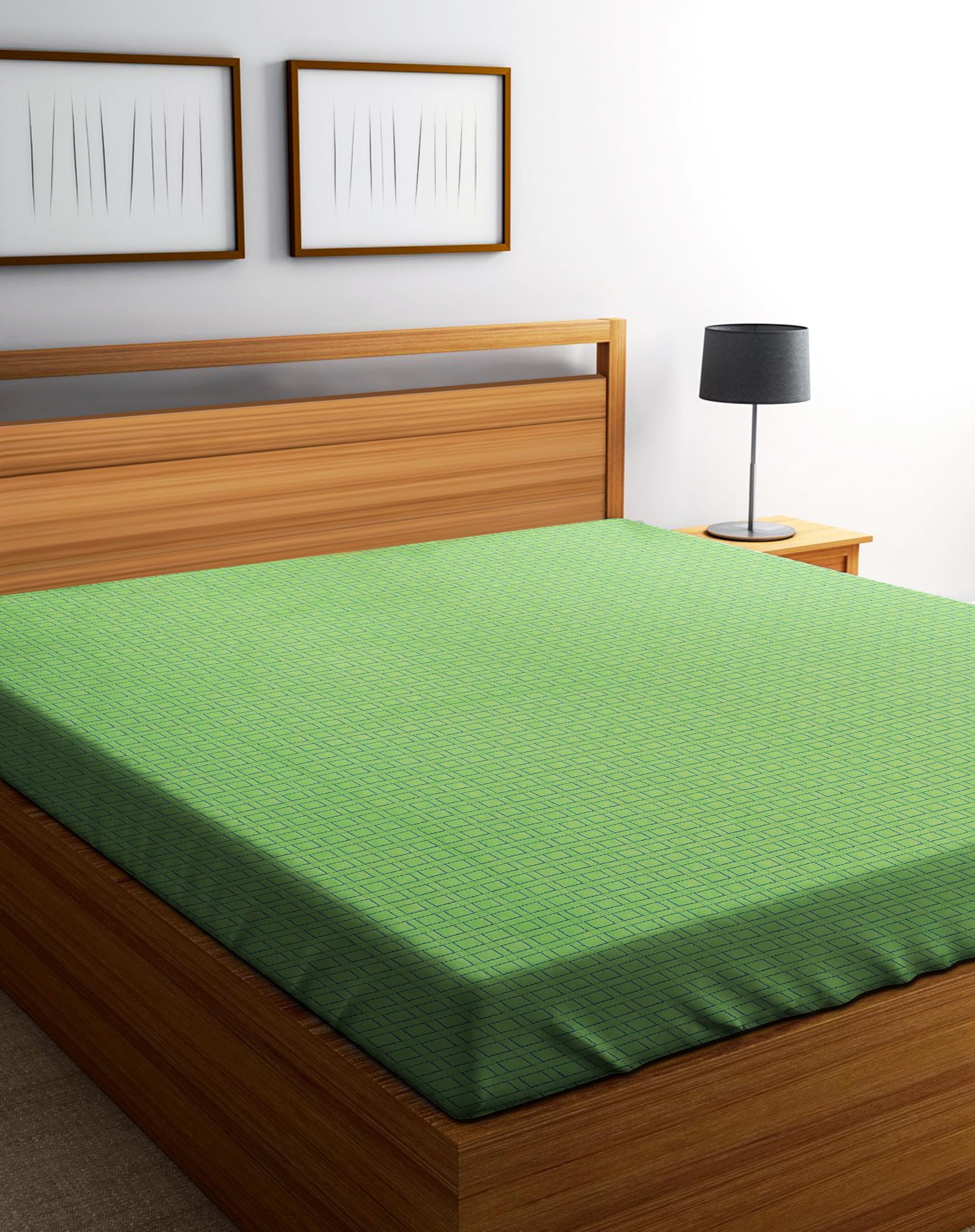 RANGBHAR Handloom Cotton 210 TC Double Bedsheet Without Pillow Covers, Woven Checkered Bedcover, 90 X 100 Inch, Green Box (B0D79PS2PN) Amazon Price History, Amazon Price Tracker
