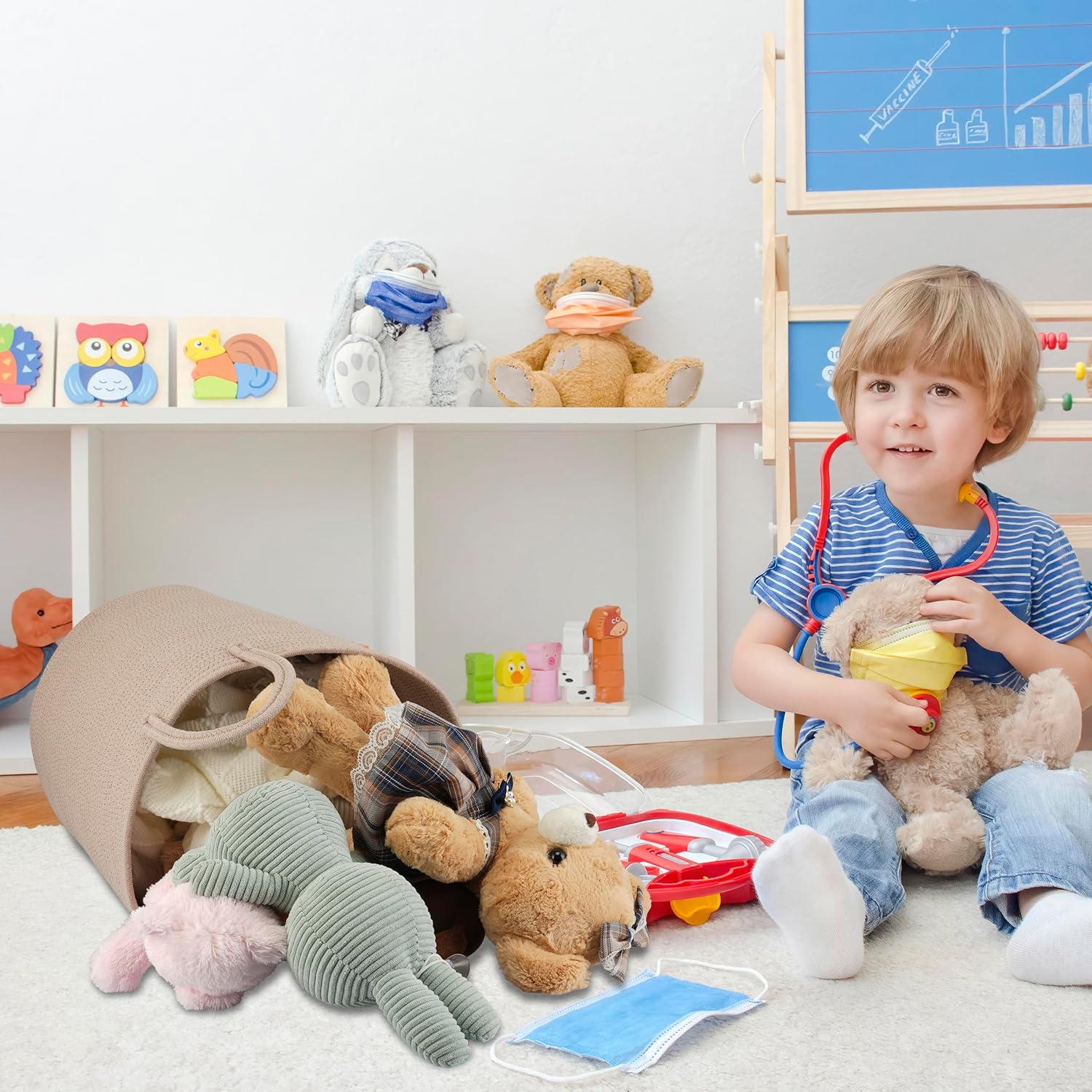 Cotton Rope Laundry Basket Hamper for Clothes Woven Storage Basket for Living Room Bedroom Boho Tall Rope Baskets for Blanket Toys Pillow Towels Baby Nursery Hamper Bin Konjac - Image 6