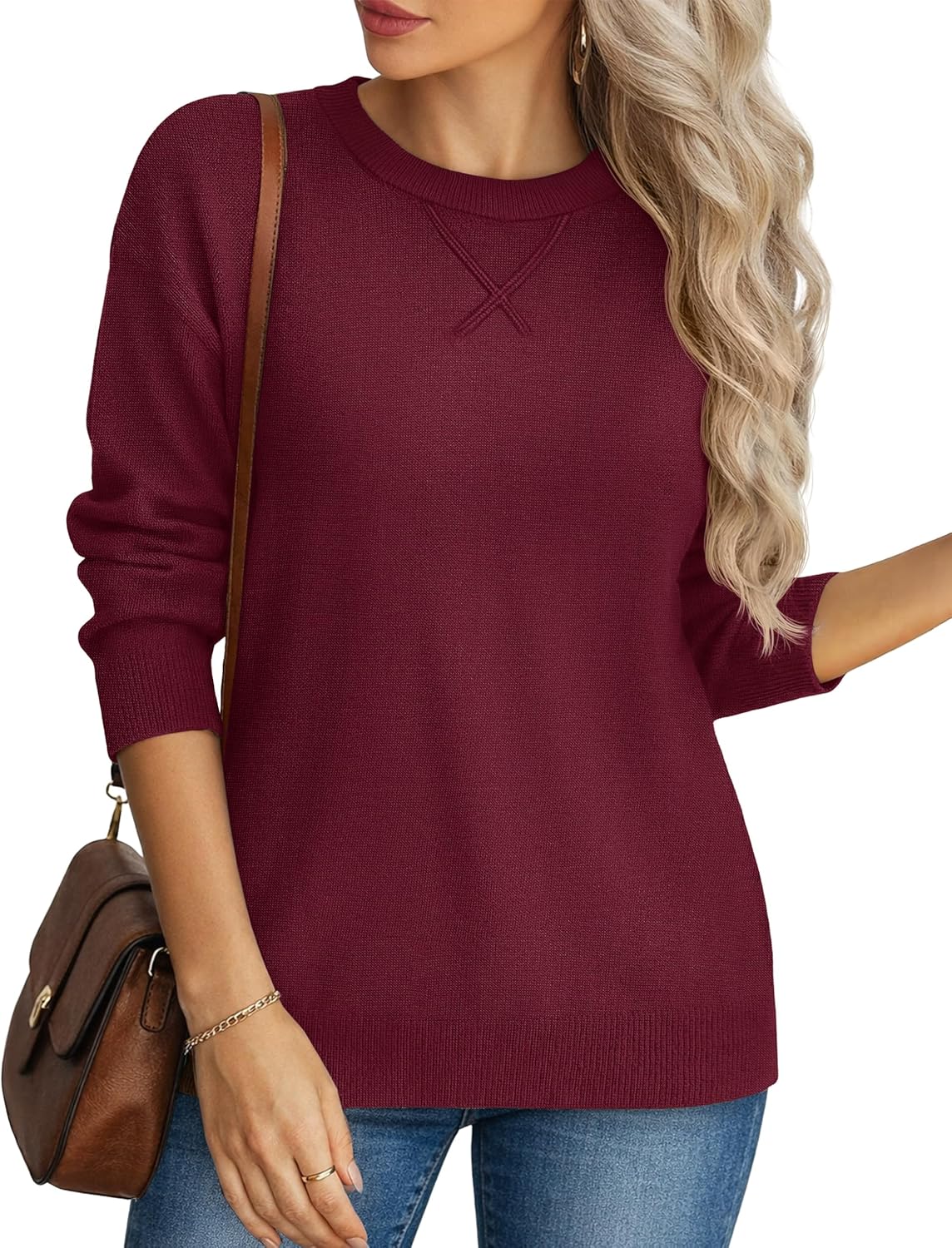 YUCOLEN Sweaters for Women Long Sleeve Lightweight Crewneck Knit Pullover Basic Casual Sweaters Spring Tops