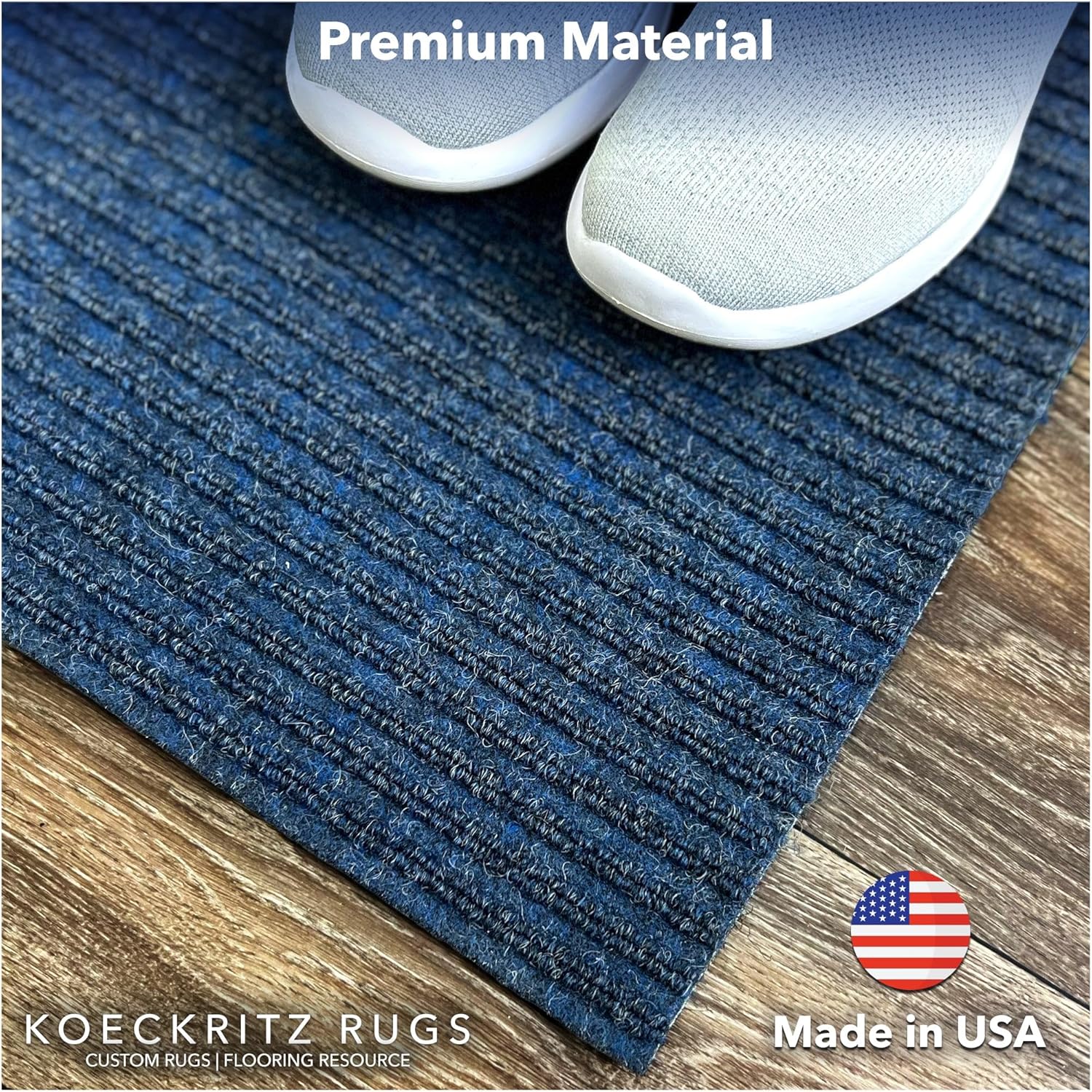 KOECKRITZ Heavy Duty Durable All Weather Indoor/Outdoor Non Slip Entrance Mat Rugs and Runners for Office Business Building Home Garage Front Door (5' x 8', Blue)