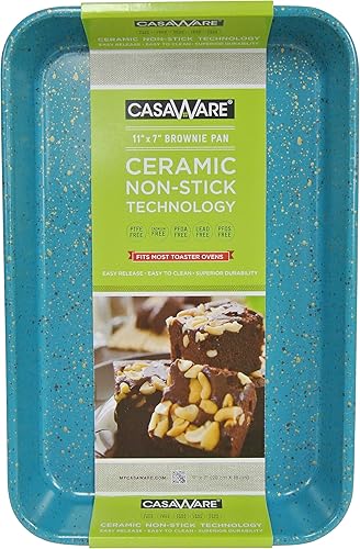 Miniatura 8 de casaWare Molde para horno tostador, 7 x 11 pulgadas, revestimiento de cerámica, antiadherente (granito plateado)