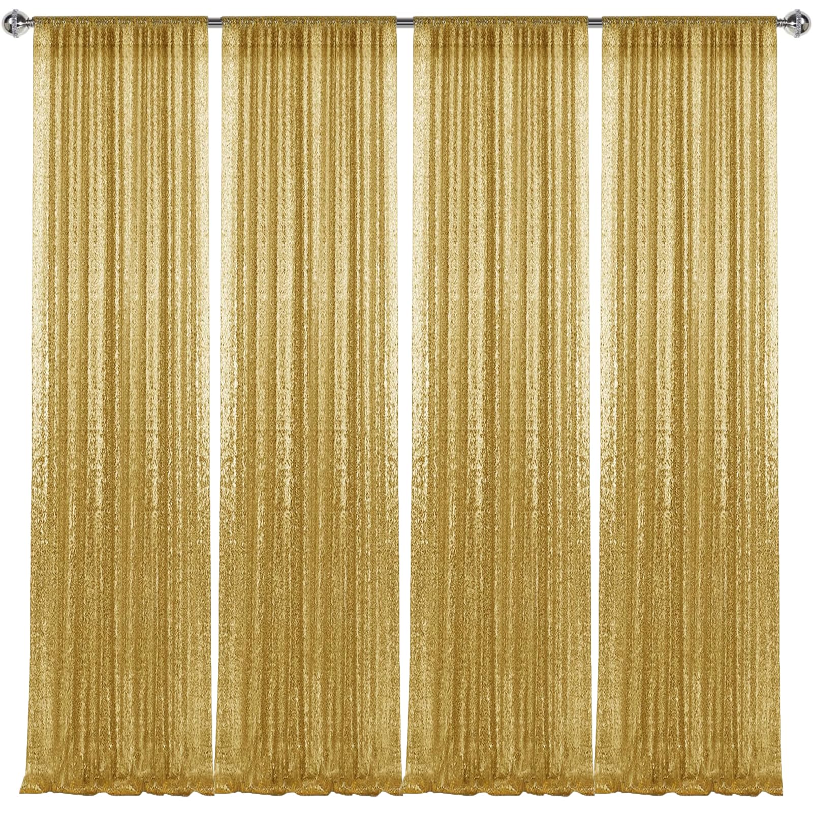 Lot de 2 rideaux à paillettes dorées de 2,4 m, pour photographie, décoration de fête de mariage