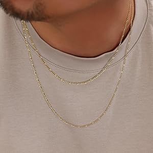 Nuragold 10k Real Yellow Gold Figaro Link 2mm Chain Necklace (16