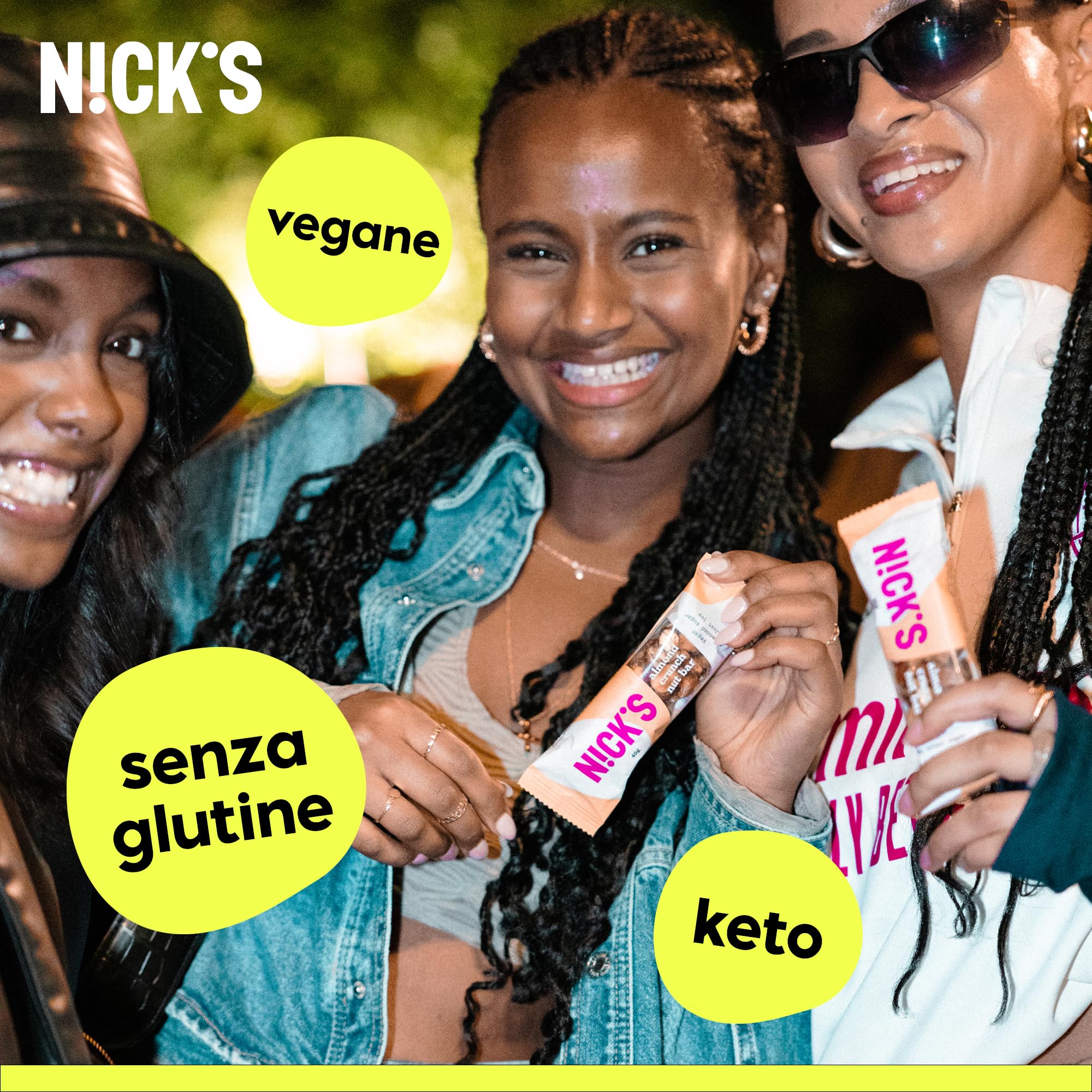 NICKS Keto Nut bar Almond, barretta di mandorle vegana con cioccolato cheto senza zuccheri aggiunti, senza glutine (12x40g)
