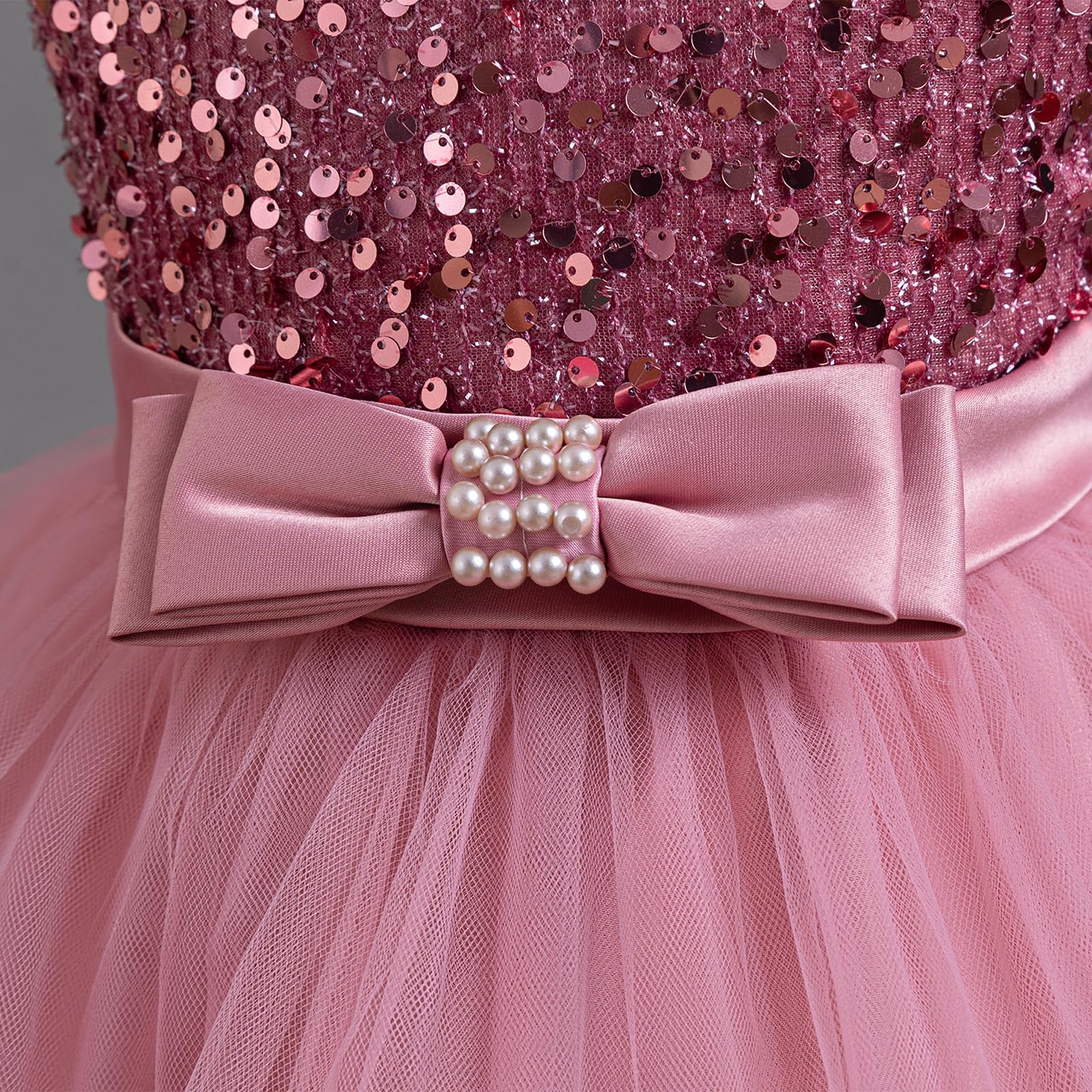 Miipat Vestito da principessa per bambina, con paillettes, per matrimoni, compleanni, feste, 12 mesi-4 anni