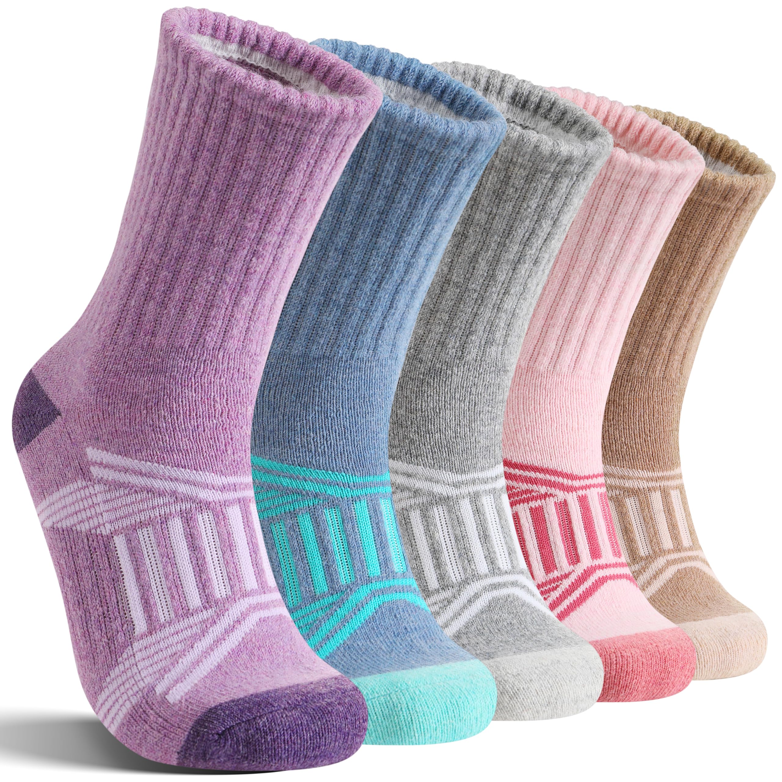 EBMORE 5 Pairs Womens Merino Wool Hiking Socks Thermal Warm Winter Boot Crew Cushion Work Gift Socks
