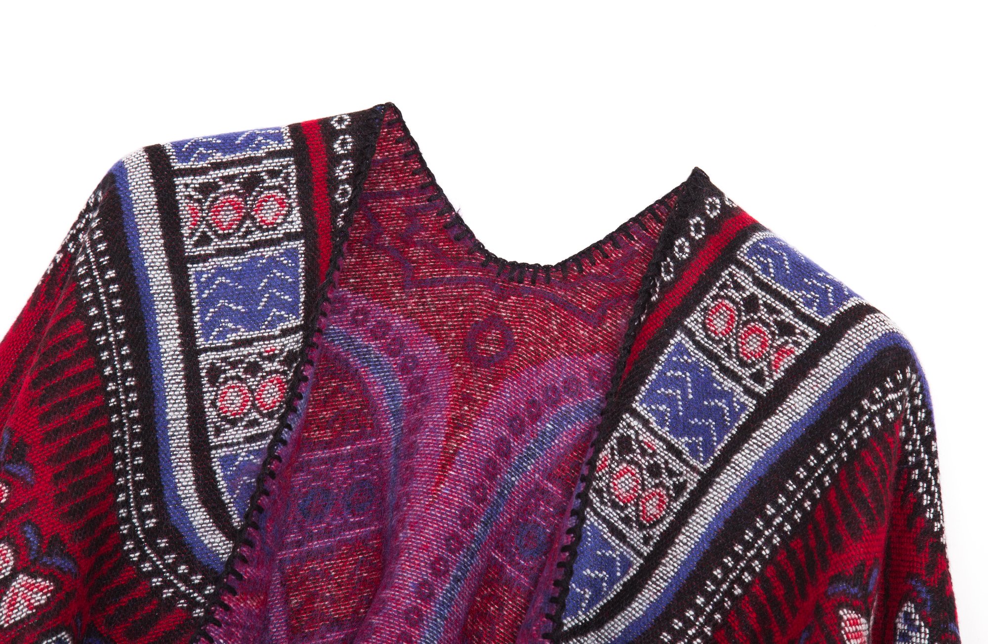 EXCHIC Femmes Chauds Ouverture Avant Châle Chaud Wraps Motif Floral Elegantes Poncho Tricot Cape Manteau