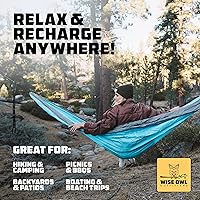 Vista 6 de Wise Owl Outfitters Hamaca de camping – Hamaca portátil de 500 libras con correas de árbol – viajes, mochileros, senderismo, equipo de campamento al