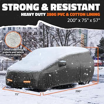 Mockins 200x75x57 SUV Car Cover Waterproof All Weather Heavy Duty Tarp