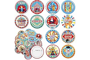 Colorful Circus Button Pins for Festive Celebrations