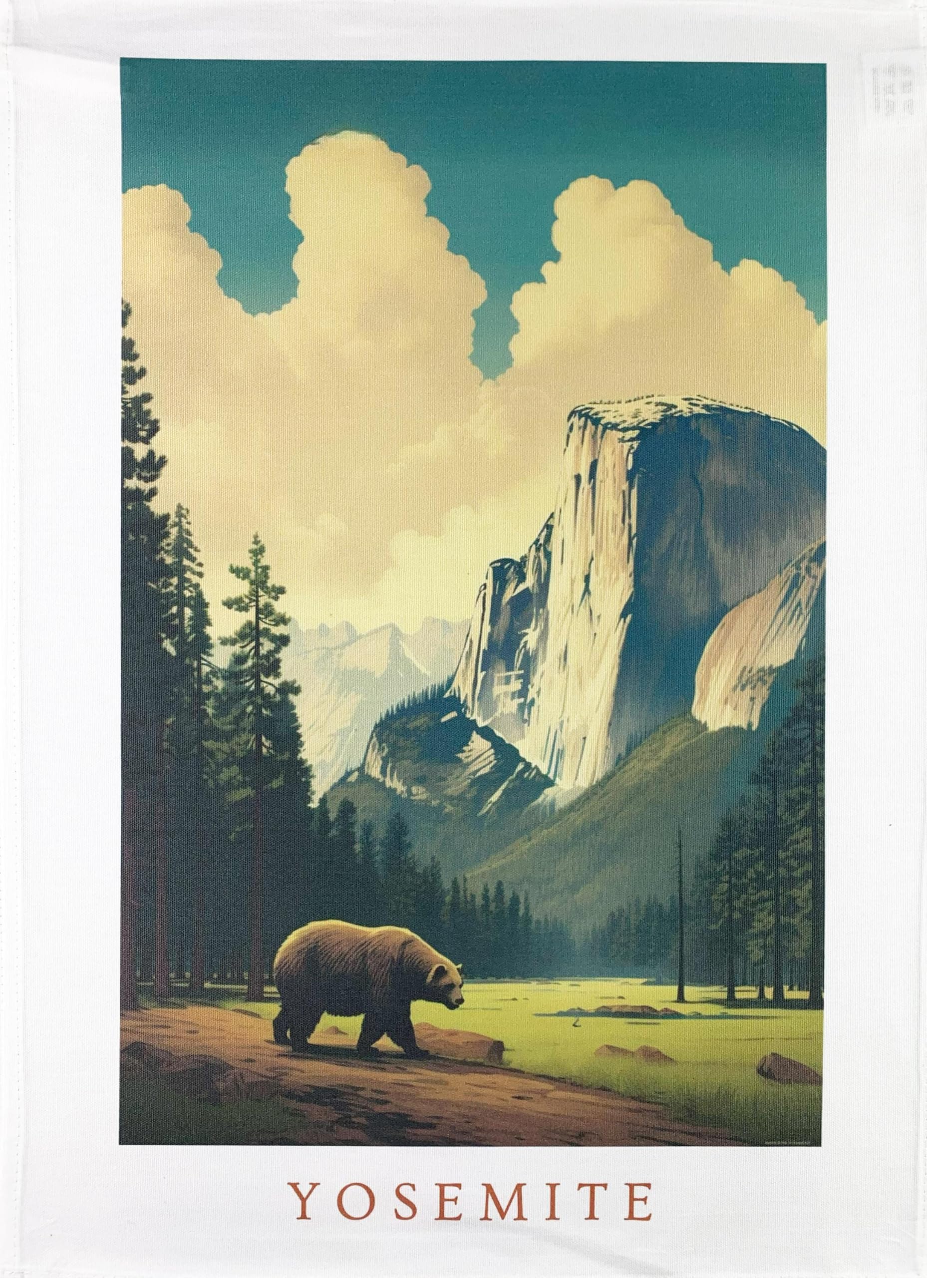 Half a Donkey Bear in Yosemite large cotton tea towel