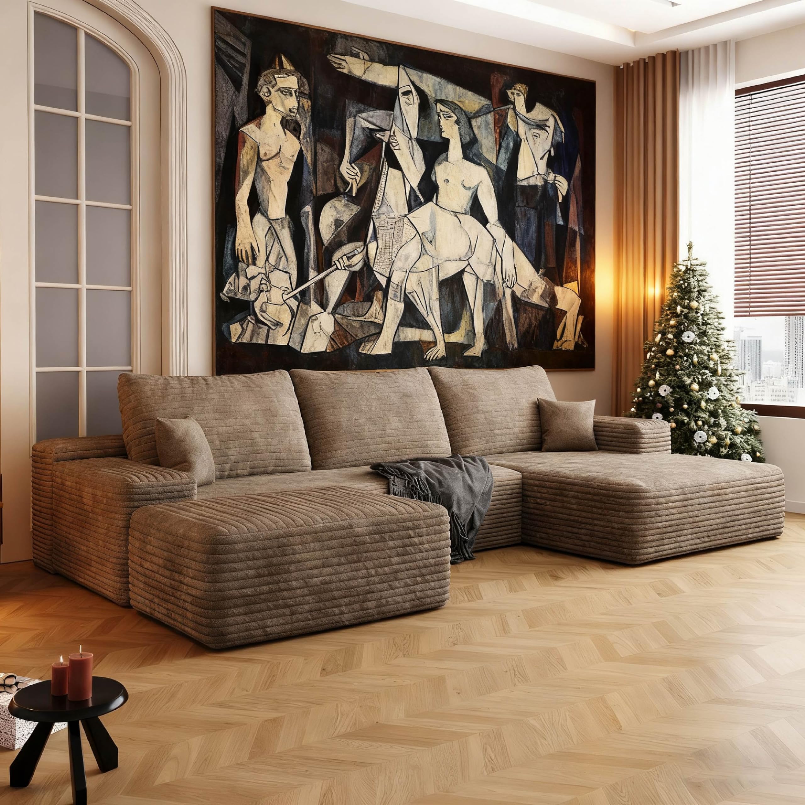 107 5 Cloud Modular U-Shaped Sofa Sectional Couches for Living Room No Assembly Required Compressed Boneless Couch Deep